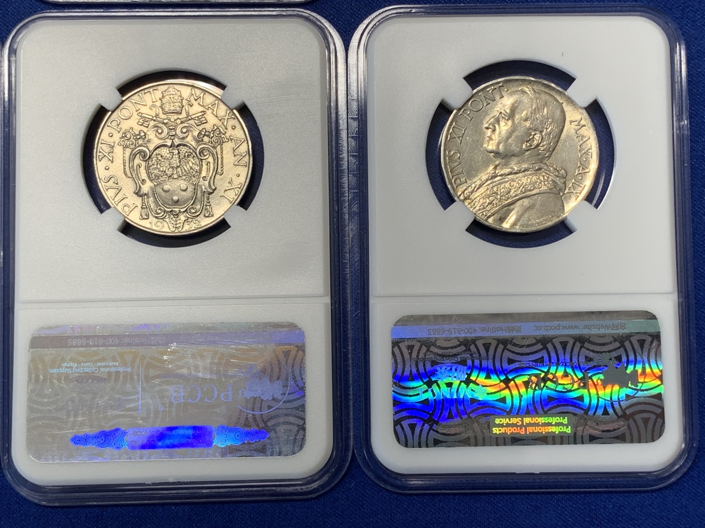 《竞宝斋》第215场-周日，周一 2场 (全场包邮) 8枚一组 梵蒂冈人物套币，5里拉和10里拉为银币，小面值辅币UNC品质，大热品种！