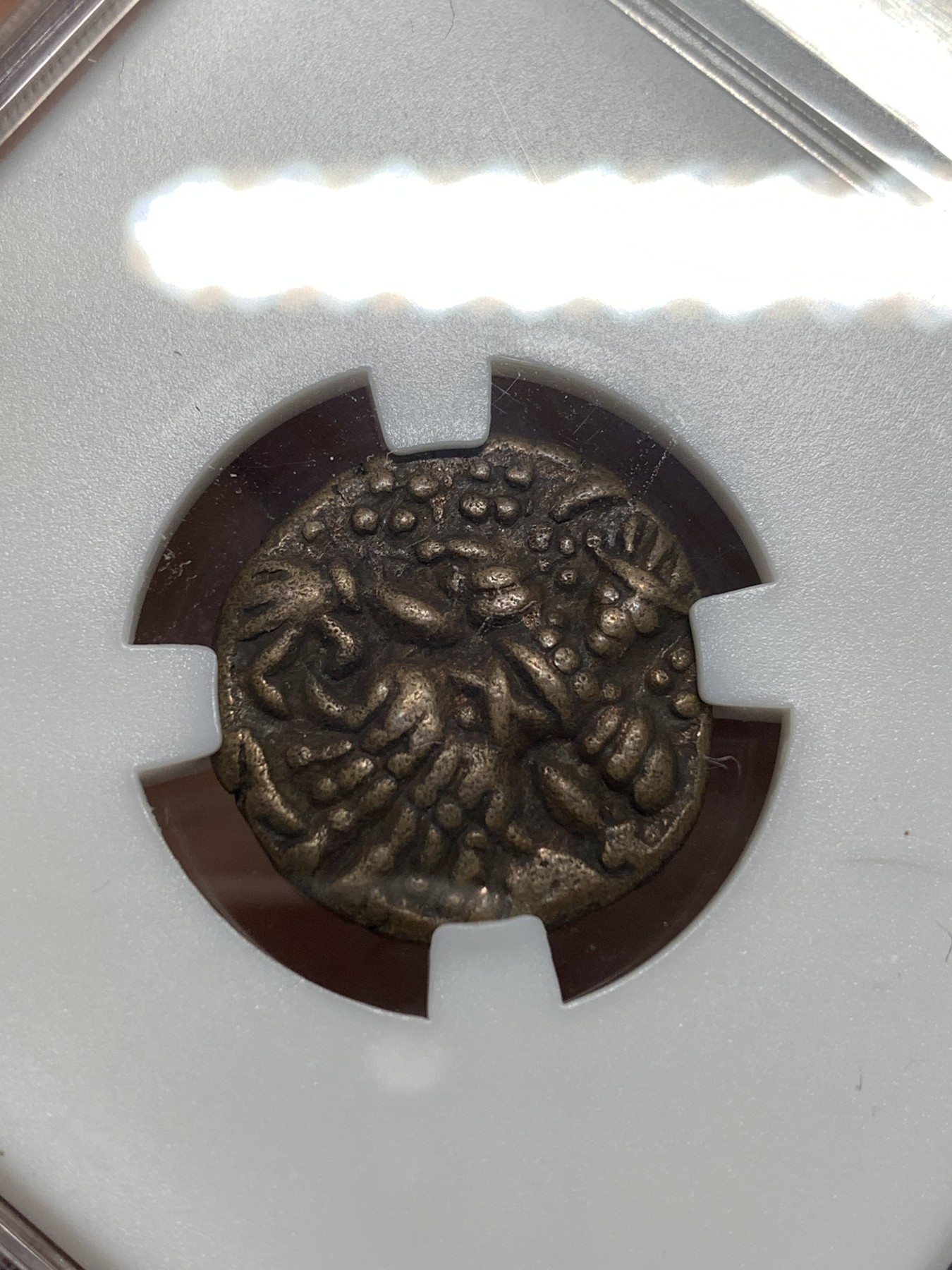 《竞宝斋》第215场-周日，周一 2场 (全场包邮) BRC XF 古印度 AD950-1100 克什米尔铜币，背财富女神阿多克索像，老味道