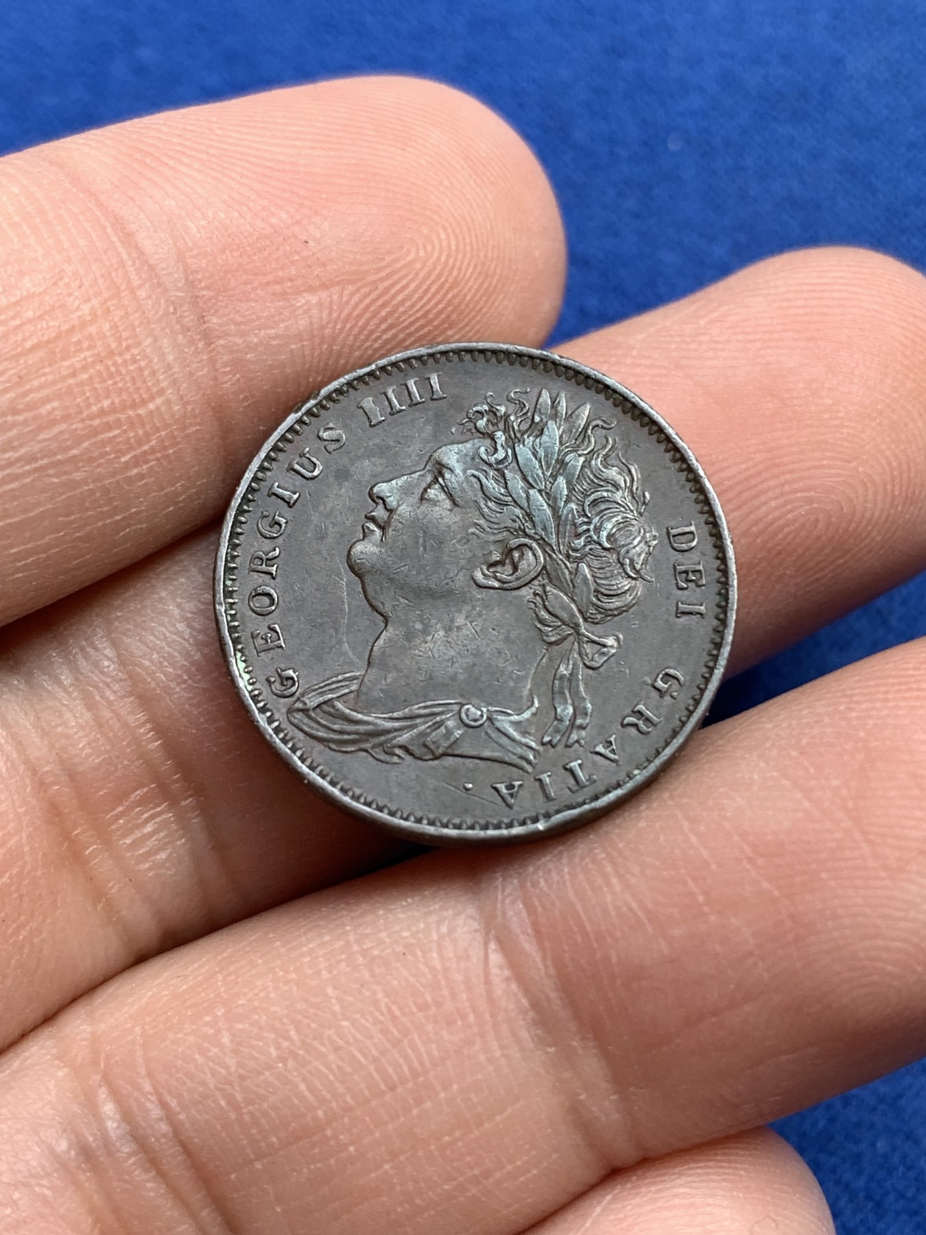 《竞宝斋》第215场-周日，周一 2场 (全场包邮) 英国 1821年 乔治四世 1法新铜币 高细节