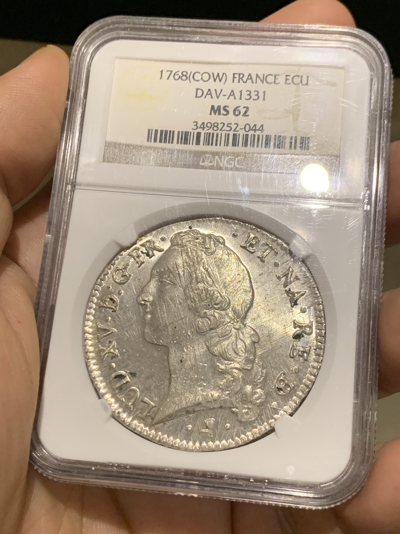 《竞宝斋》第215场-周日，周一 2场 (全场包邮) NGC-MS62 法国1768路易十五埃居 NGC唯一冠军分 光度一流 罕见品种 法系必备！