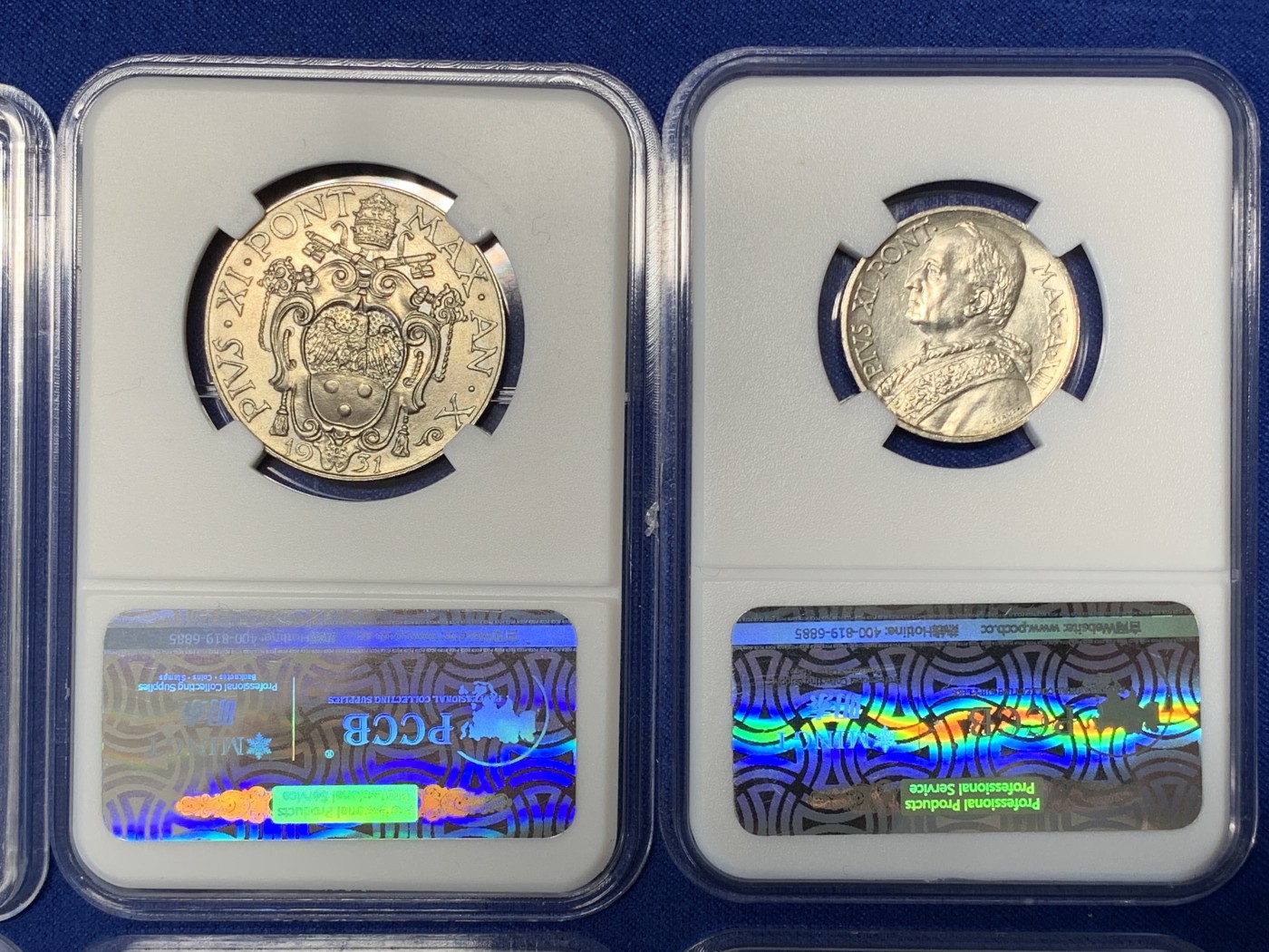 《竞宝斋》第215场-周日，周一 2场 (全场包邮) 8枚一组 梵蒂冈人物套币，5里拉和10里拉为银币，小面值辅币UNC品质，大热品种！