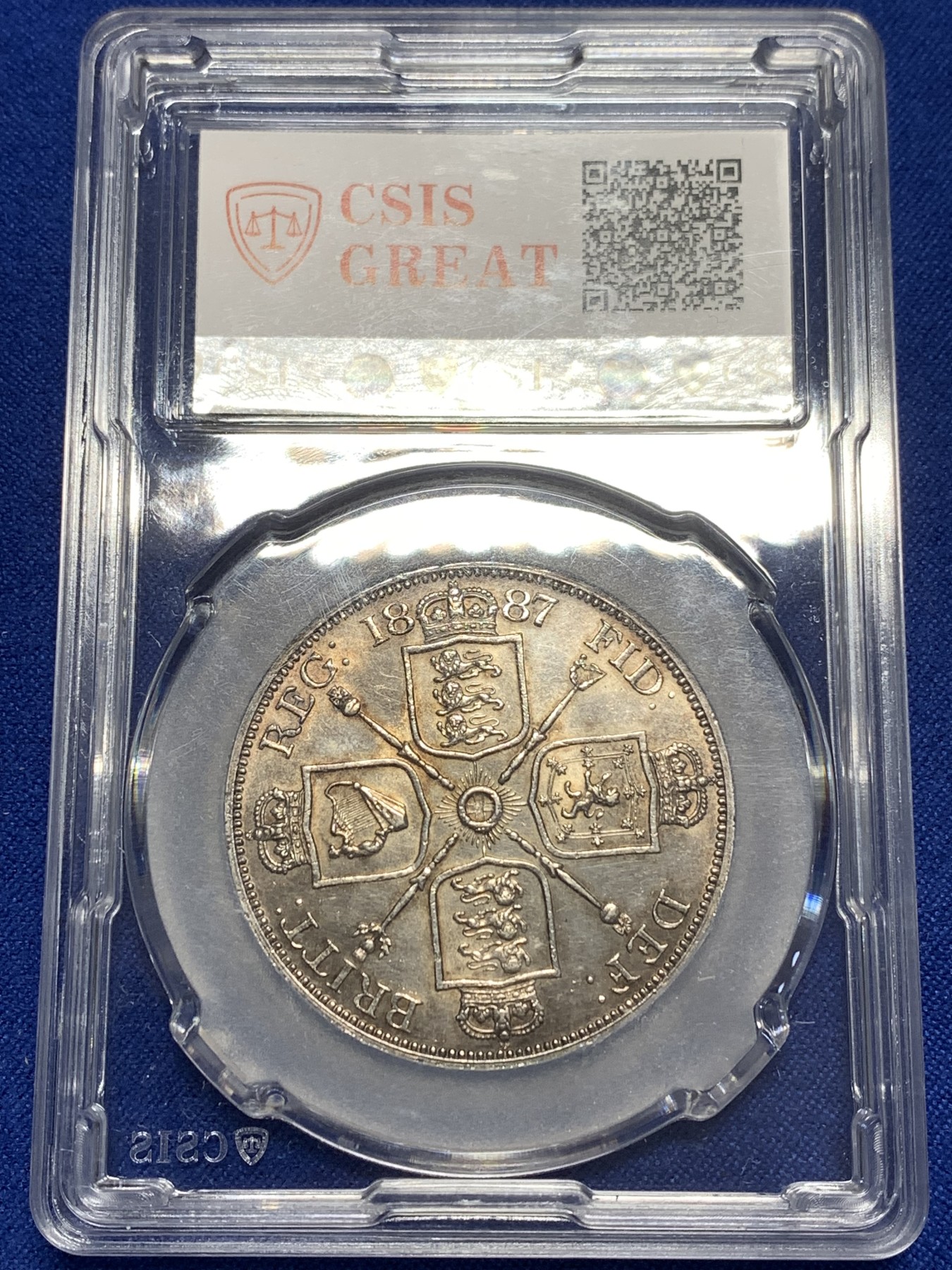 《竞宝斋》第215场-周日，周一 2场 (全场包邮) CSIS国评 MS60 维多利亚女王4先令大银币，罗马数字1要比阿拉伯数字1发型的数量少很多！AU品质!