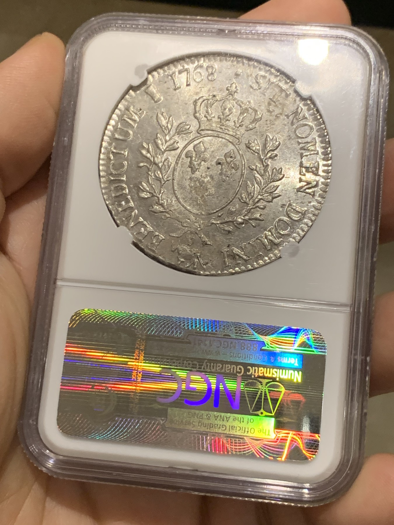 《竞宝斋》第215场-周日，周一 2场 (全场包邮) NGC-MS62 法国1768路易十五埃居 NGC唯一冠军分 光度一流 罕见品种 法系必备！