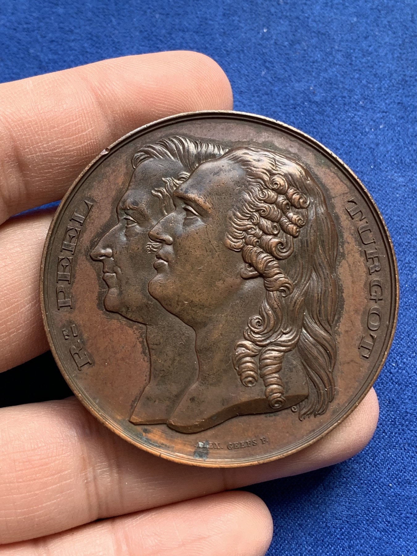 《竞宝斋》第215场-周日，周一 2场 (全场包邮) 1856比利时海关纪念铜章 54.5mm 65.2g