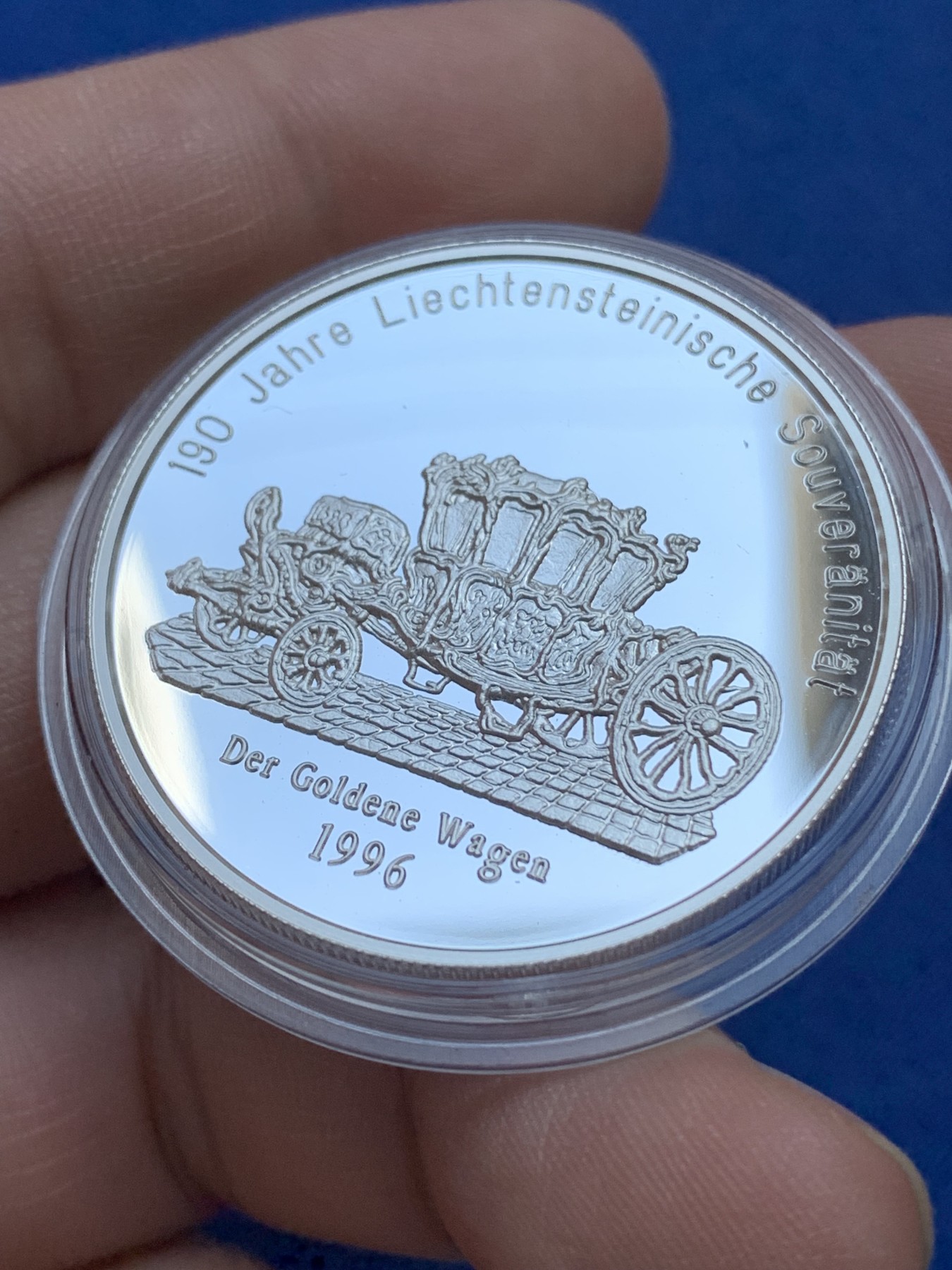 《竞宝斋》第215场-周日，周一 2场 (全场包邮) 列支敦士登1996年大公金马车20欧元精制大银币 925银