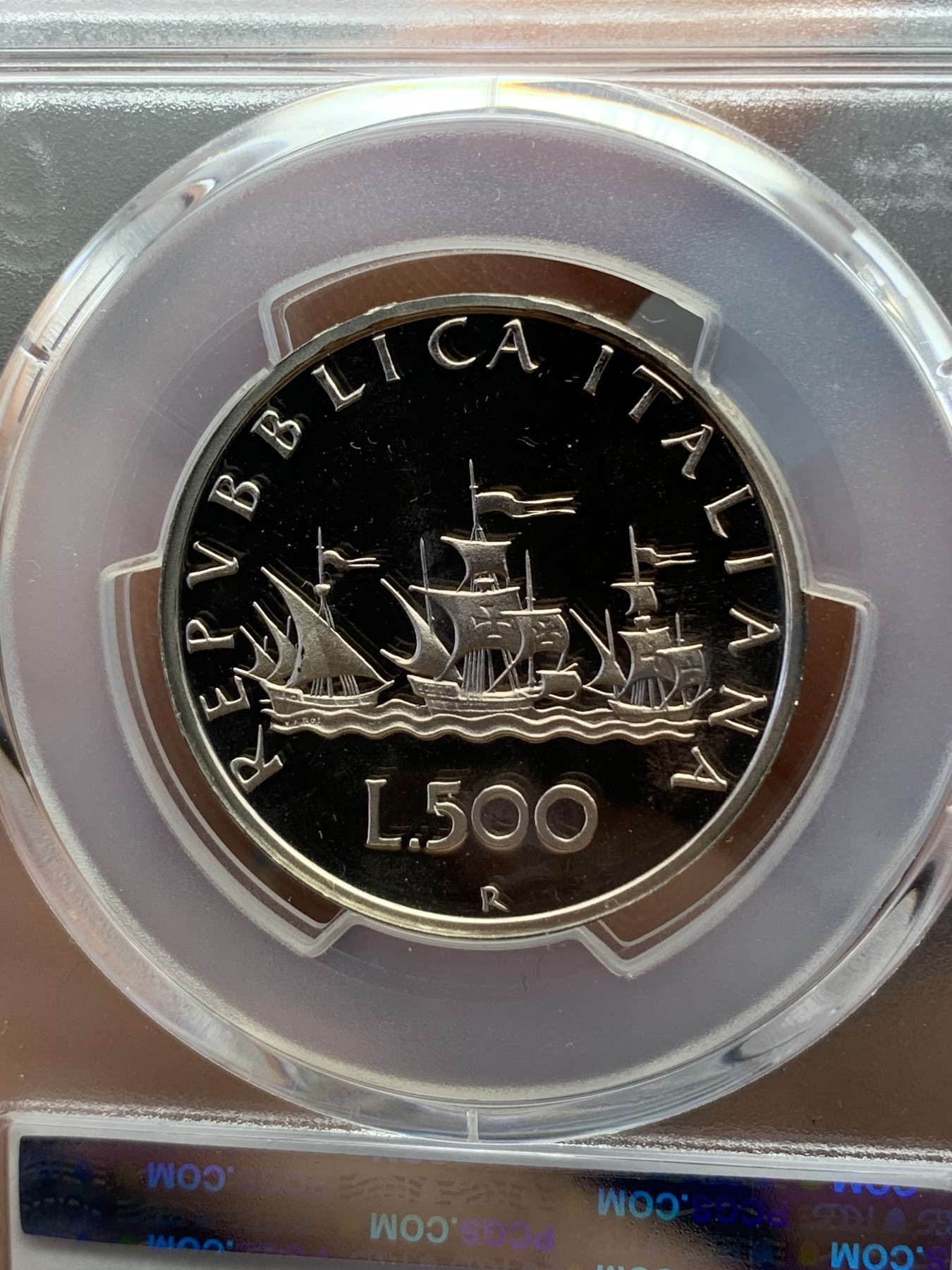 《竞宝斋》第215场-周日，周一 2场 (全场包邮) PCGS-PR68 1998年 意大利 少女与帆船 500里拉 银币