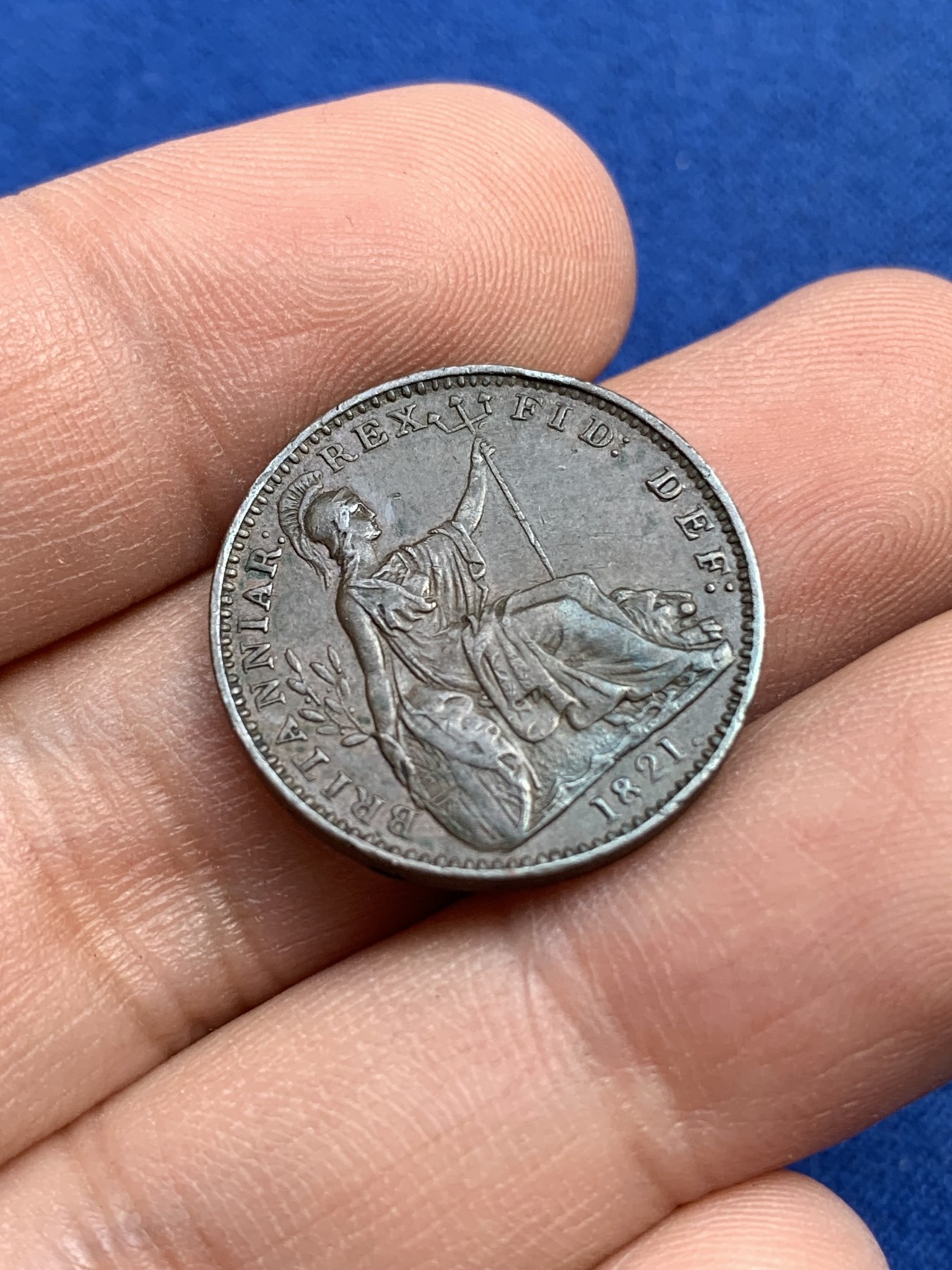 《竞宝斋》第215场-周日，周一 2场 (全场包邮) 英国 1821年 乔治四世 1法新铜币 高细节