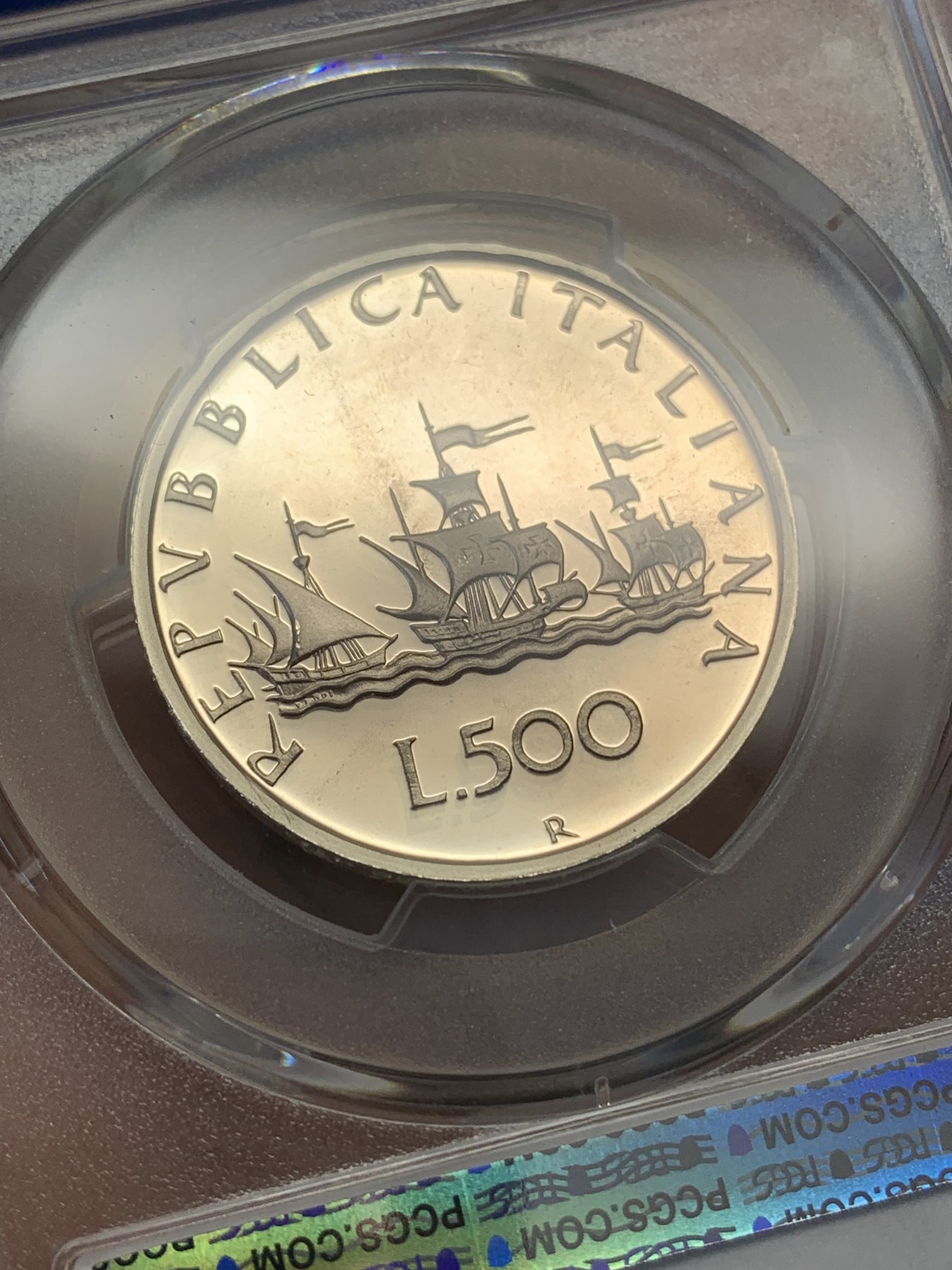 《竞宝斋》第215场-周日，周一 2场 (全场包邮) PCGS-PR68 1998年 意大利 少女与帆船 500里拉 银币