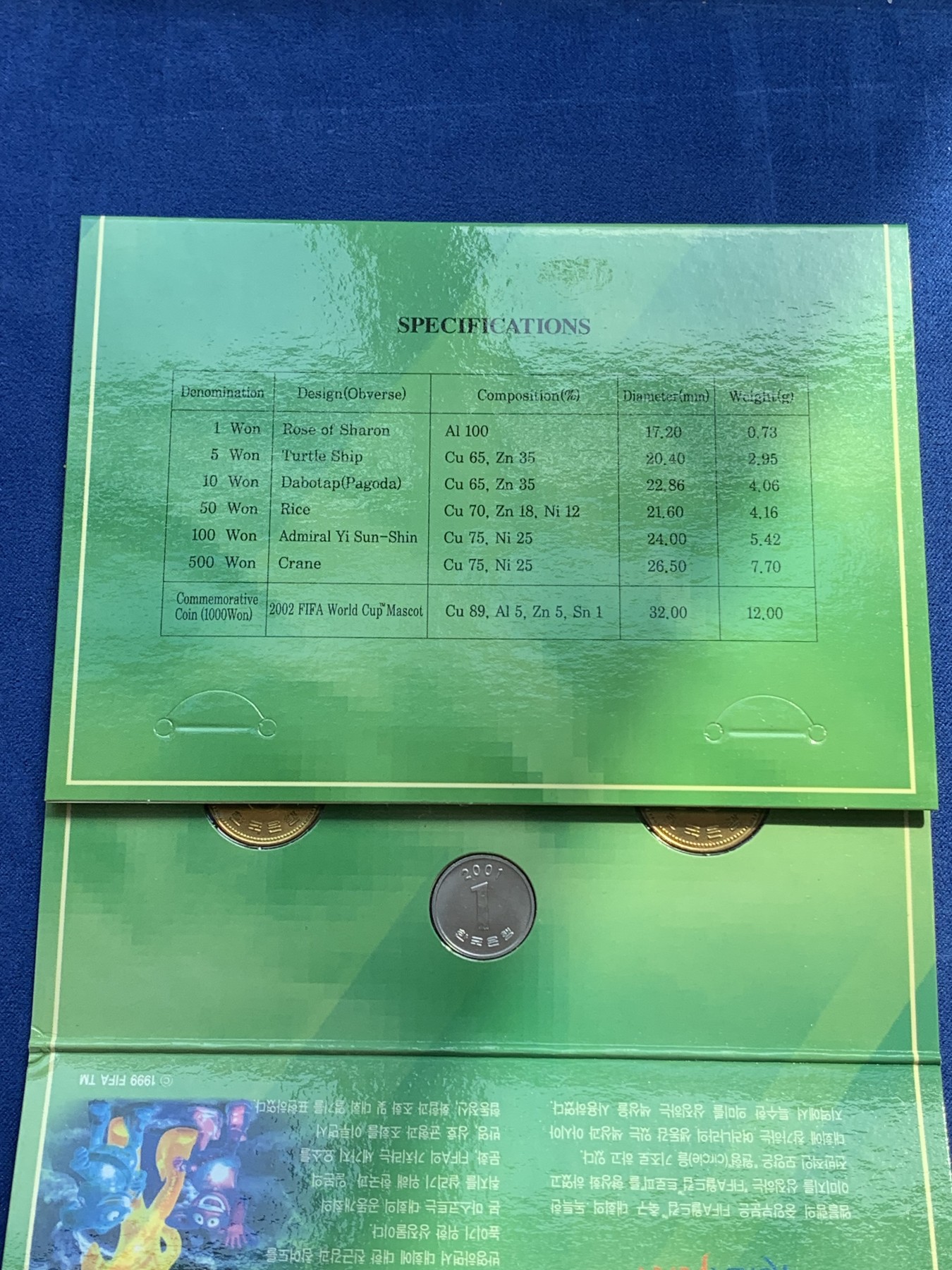 《竞宝斋》第215场-周日，周一 2场 (全场包邮) 韩国2002年官方套币，韩日世界杯主题，UNC-BU品质