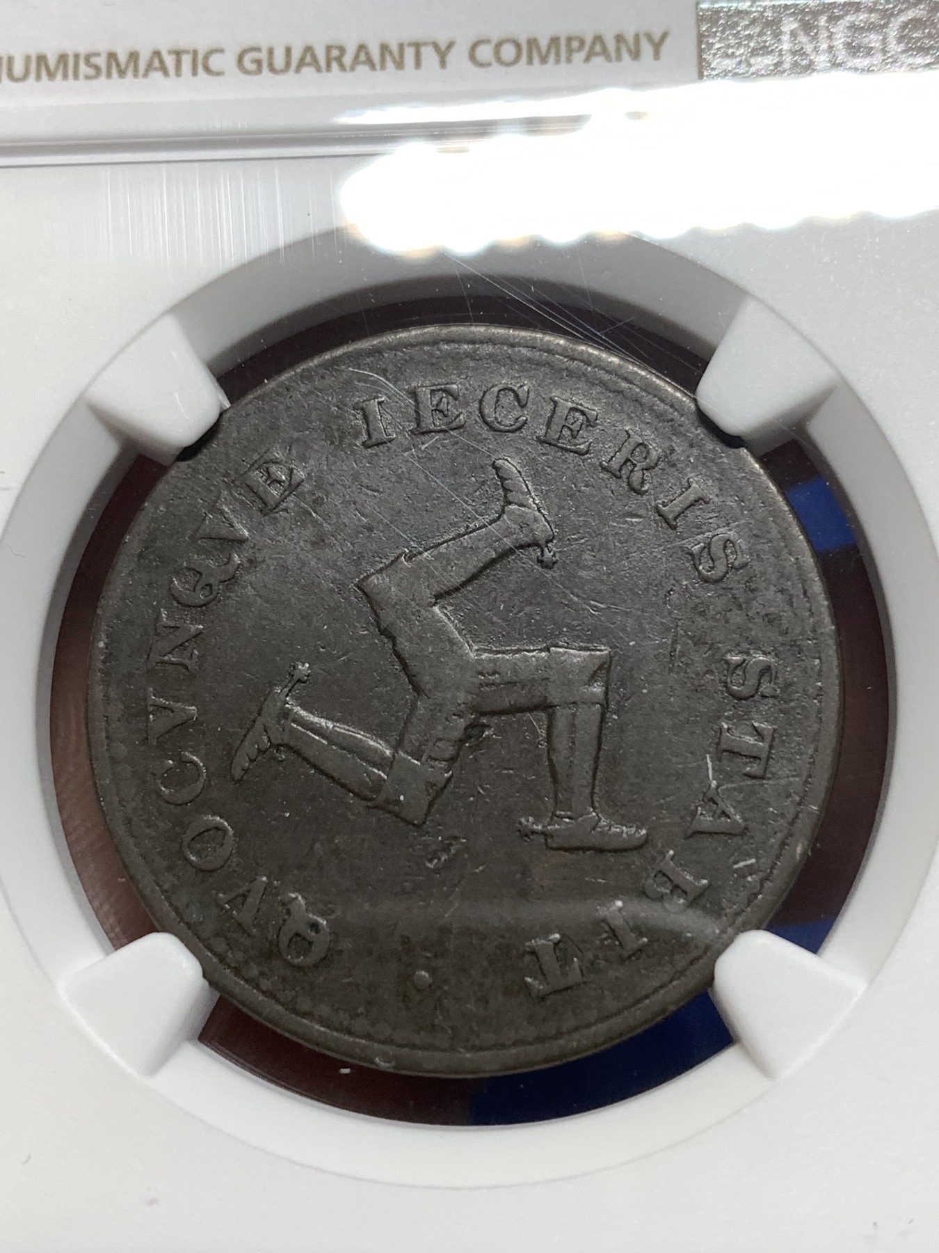 《竞宝斋》第215场-周日，周一 2场 (全场包邮) NGC Fine Details 1811年英属马恩岛1便士铜质代币