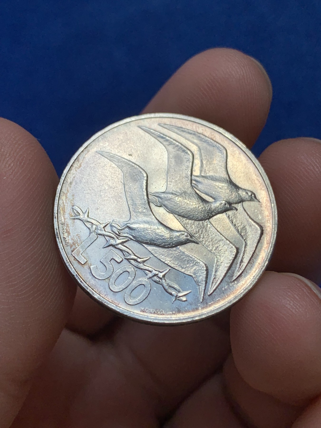 《竞宝斋》第215场-周日，周一 2场 (全场包邮) 圣马力诺 1975 500里拉 海鸥银币 出厂状态