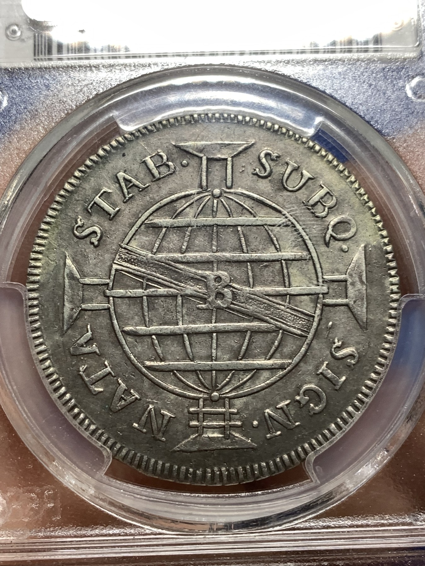 《竞宝斋》第215场-周日，周一 2场 (全场包邮) PCGS-XF40 1808/7年 葡属巴西640R骑字版 罕见 冠军分 PCGS官网就2枚。