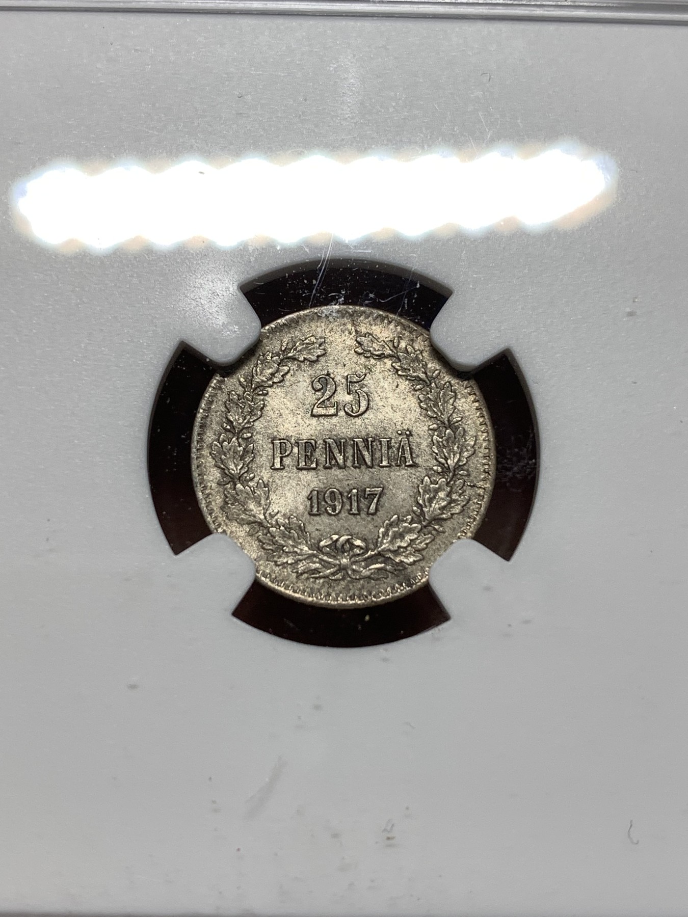 《竞宝斋》第215场-周日，周一 2场 (全场包邮) NGC MS64 俄占芬兰1917年25芬尼银币