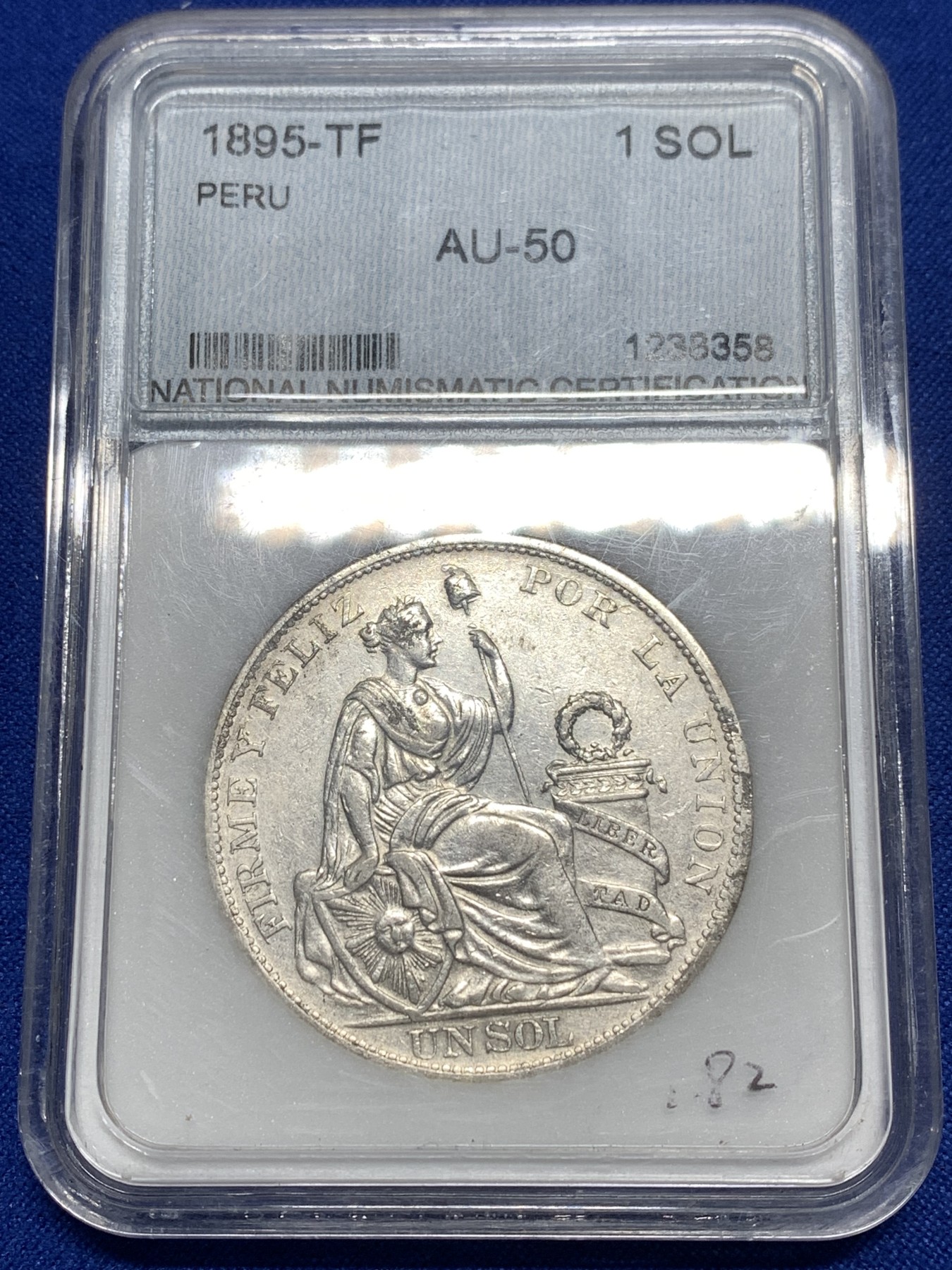 《竞宝斋》第215场-周日，周一 2场 (全场包邮) NNC-AU50 秘鲁 1895 TF女神1索尔大银币 高银版 早期