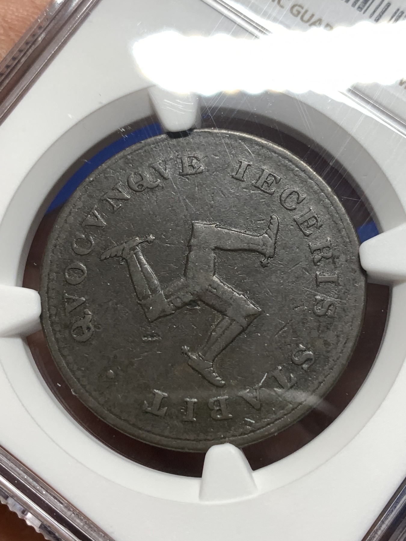 《竞宝斋》第215场-周日，周一 2场 (全场包邮) NGC Fine Details 1811年英属马恩岛1便士铜质代币