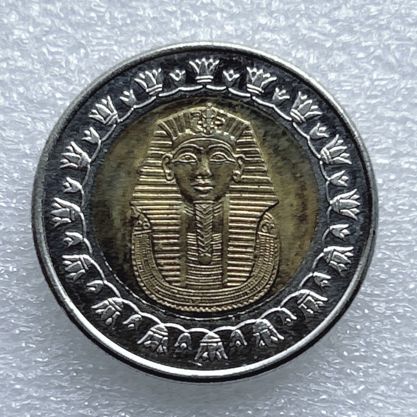 全场一元起拍 世界钱币散币专场 第38期 埃及1镑双色币 图坦卡蒙法老狮身人面像