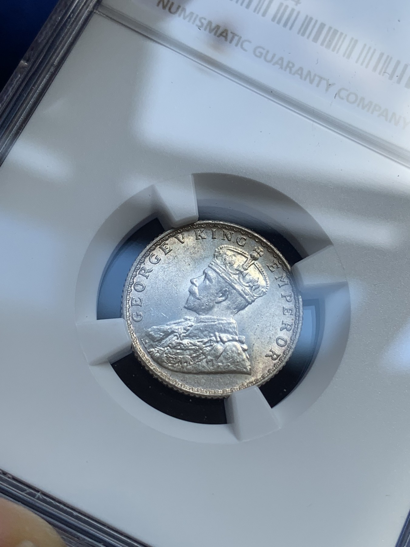 《竞宝斋》第215场-周日，周一 2场 (全场包邮) NGC-MS63 印度 1936年 1/4卢比 底板丝滑，状态很好