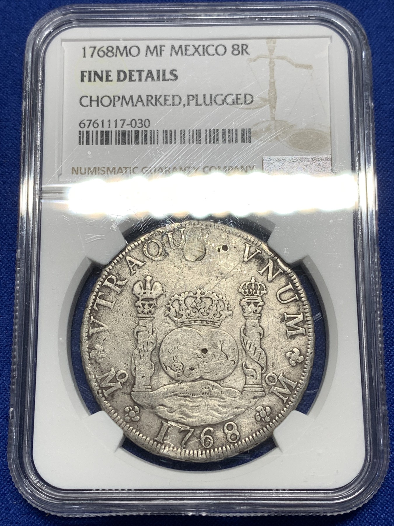 《竞宝斋》第215场-周日，周一 2场 (全场包邮) NGC-FD 西属墨西哥1768年地球双柱8R大银币