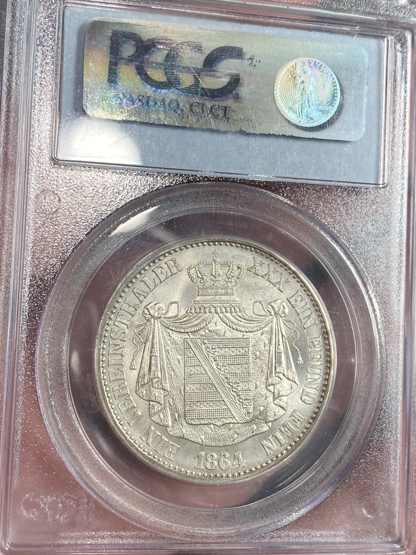 万国钱币拍卖第019期（万国周年答谢专场） PCGS MS64 1864年德国萨克森·阿尔滕堡流通1联合泰勒 近期越来越高的经典小邦品种