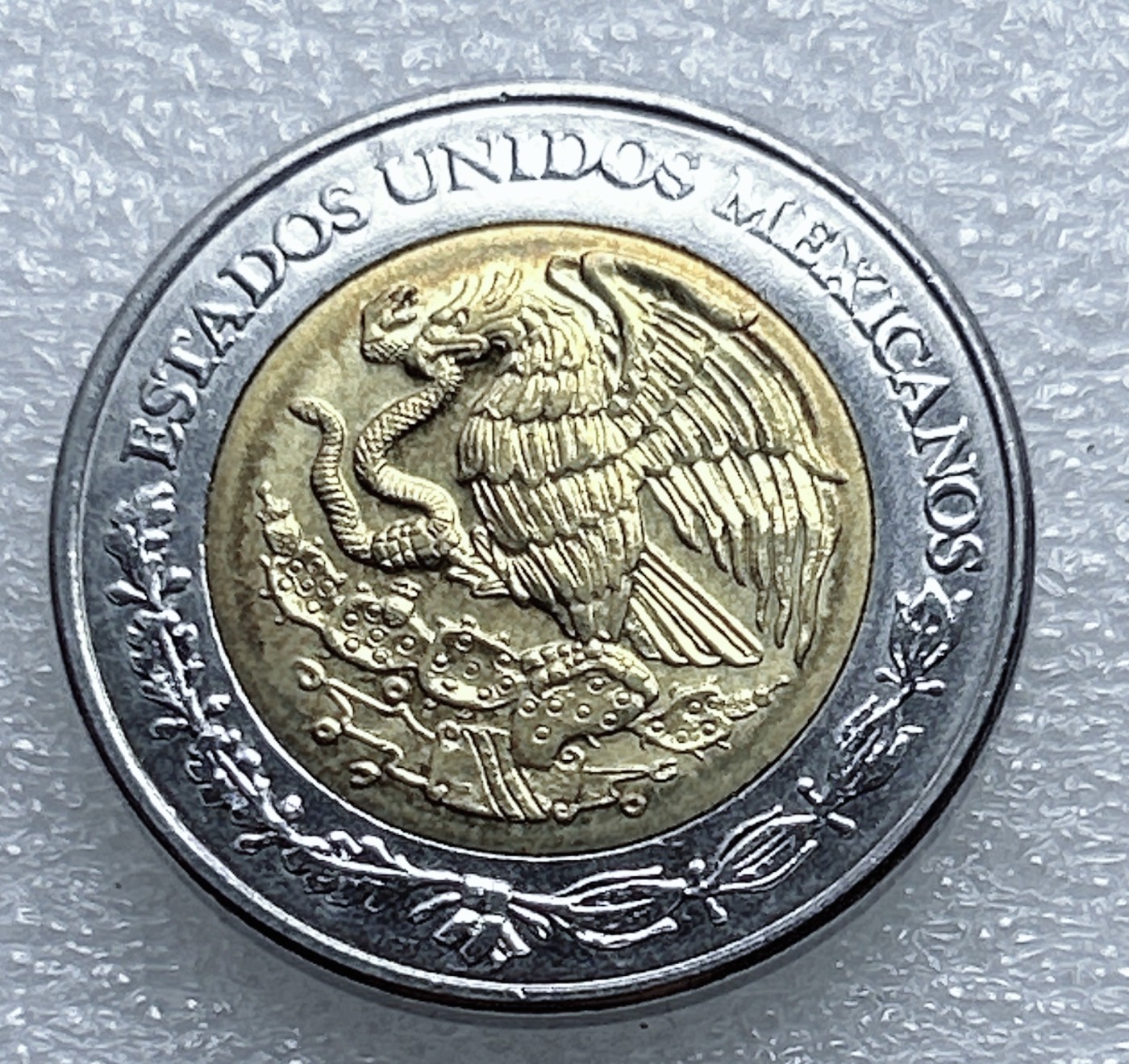 全场一元起拍 世界钱币散币专场 第37期 1998年墨西哥5比索 鹰叼蛇 双色币双金属硬币