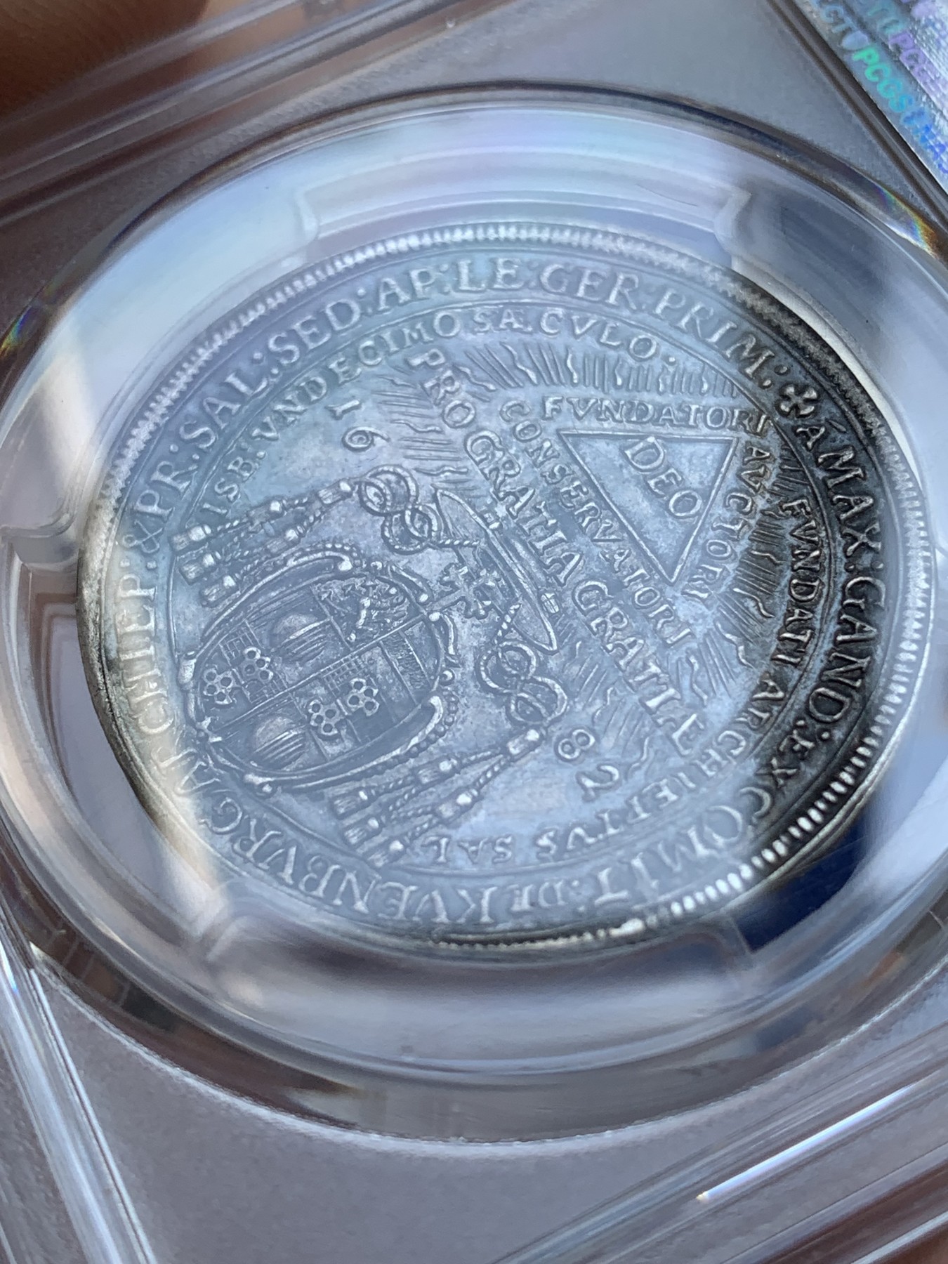 《竞宝斋》第215场-周日，周一 2场 (全场包邮) PCGS-MS62 1682奥地利萨尔茨堡教区1100周年半泰勒 一年版