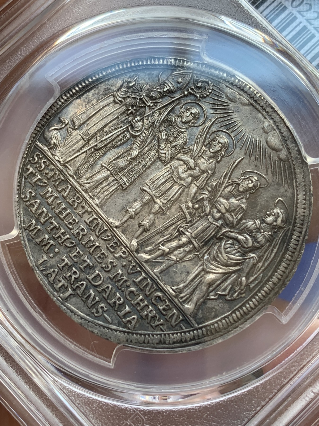 《竞宝斋》第215场-周日，周一 2场 (全场包邮) PCGS-MS62 1682奥地利萨尔茨堡教区1100周年半泰勒 一年版