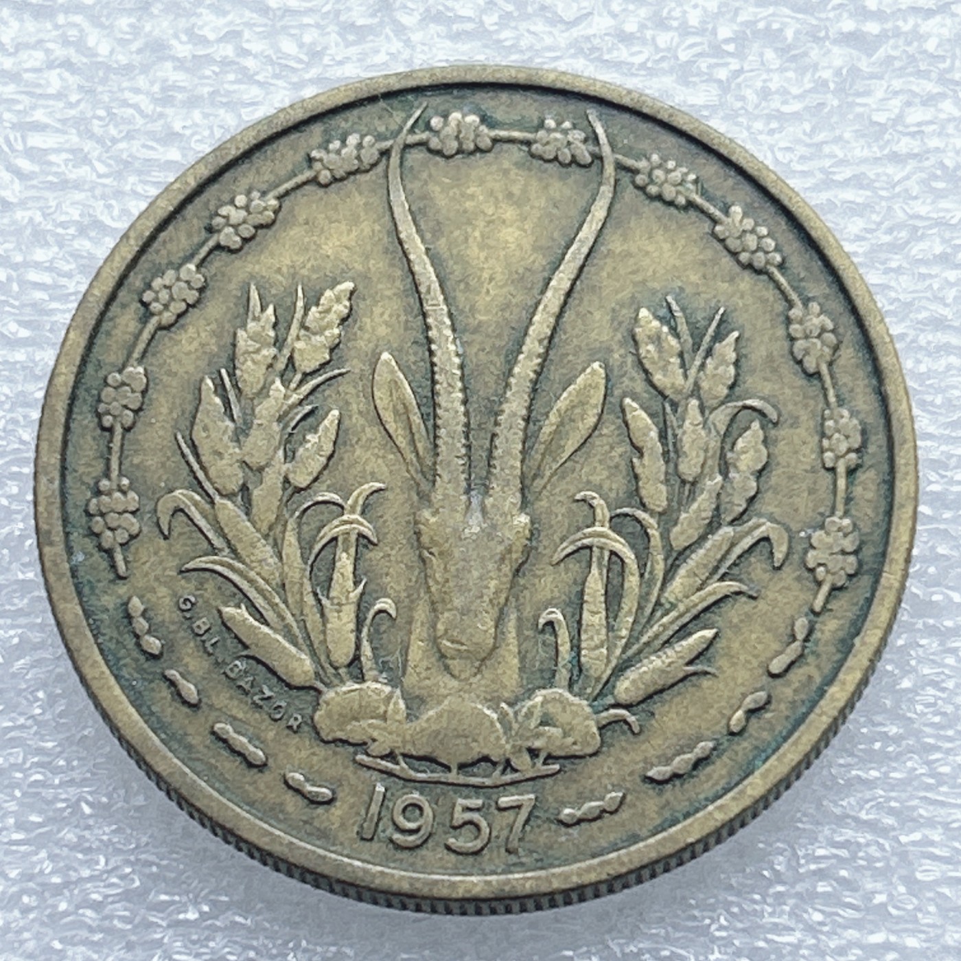 全场一元起拍 世界钱币散币专场 第37期 西非1957年25法朗铜币 好品