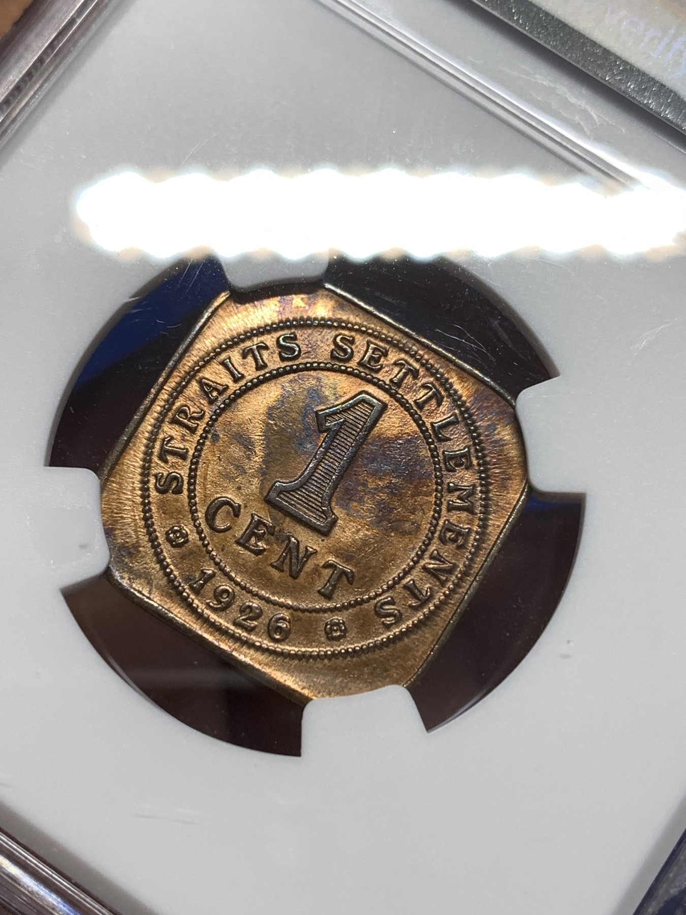 《竞宝斋》第215场-周日，周一 2场 (全场包邮) NGC AUD 1926年英属 海峡1分铜币