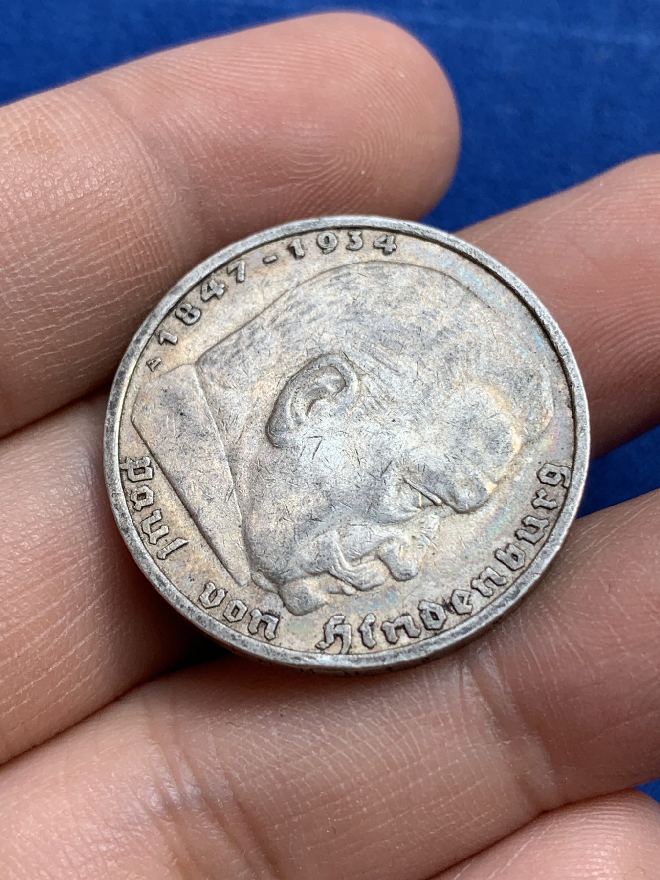 《竞宝斋》第215场-周日，周一 2场 (全场包邮) 德国1935年兴登堡5马克银币