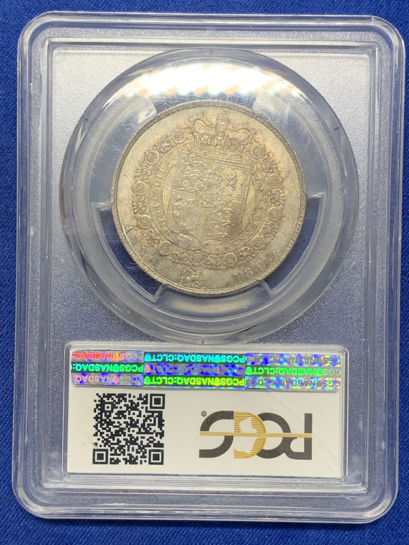 《竞宝斋》第215场-周日，周一 2场 (全场包邮) PCGS-MS63 1824英国乔治四世半克朗银币 金色极品包浆 稀有品种 P盒亚军分!