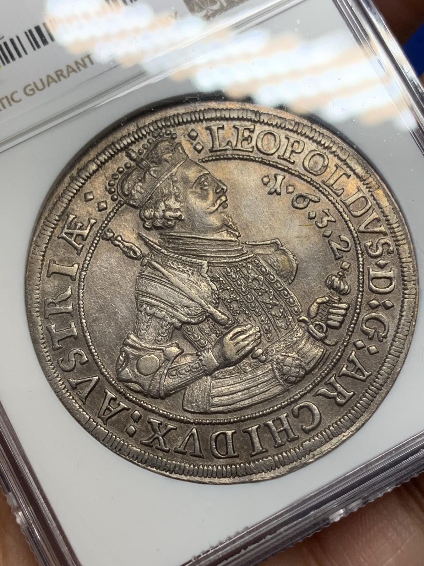 《竞宝斋》第215场-周日，周一 2场 (全场包邮) NGC-AUD 神圣罗马帝国 1632年 1泰勒大银币 霍尔造币厂 状态舒服