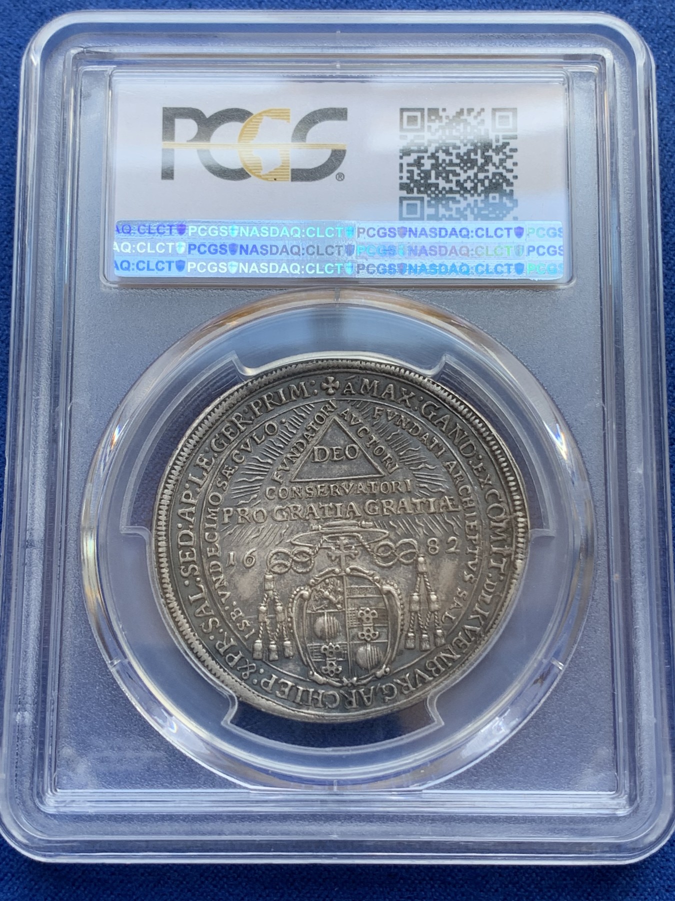 《竞宝斋》第215场-周日，周一 2场 (全场包邮) PCGS-MS62 1682奥地利萨尔茨堡教区1100周年半泰勒 一年版