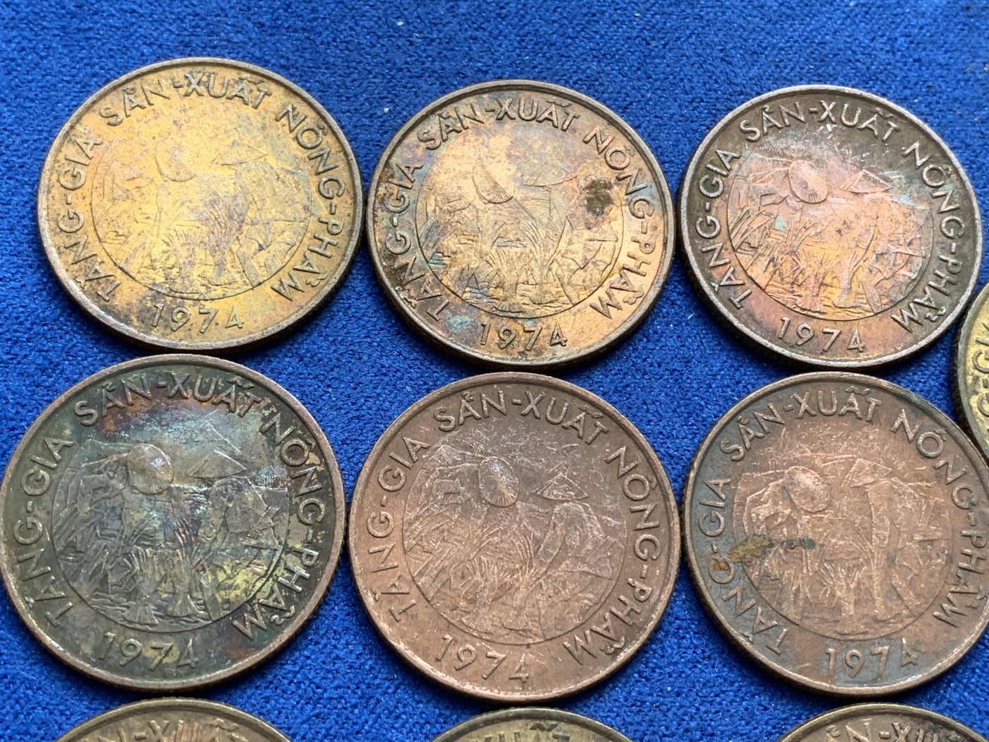 《竞宝斋》第215场-周日，周一 2场 (全场包邮) 10枚一组 南越1974年10盾 FAO 钢镀黄铜纪念币