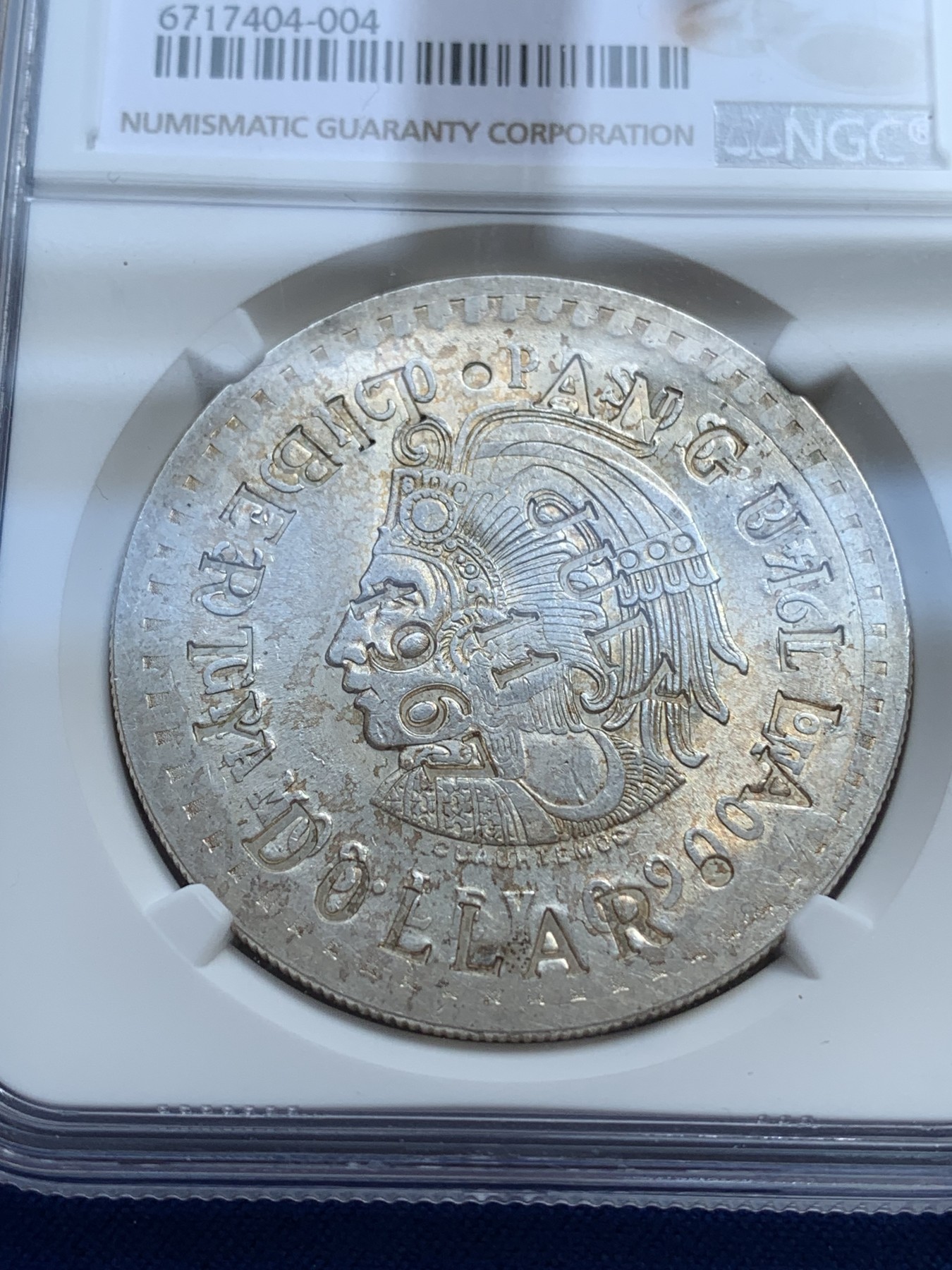 《竞宝斋》第215场-周日，周一 2场 (全场包邮) NGC-AU55 安圭拉1967年加盖墨西哥1948年5比索 MS状态转光感十足，低评