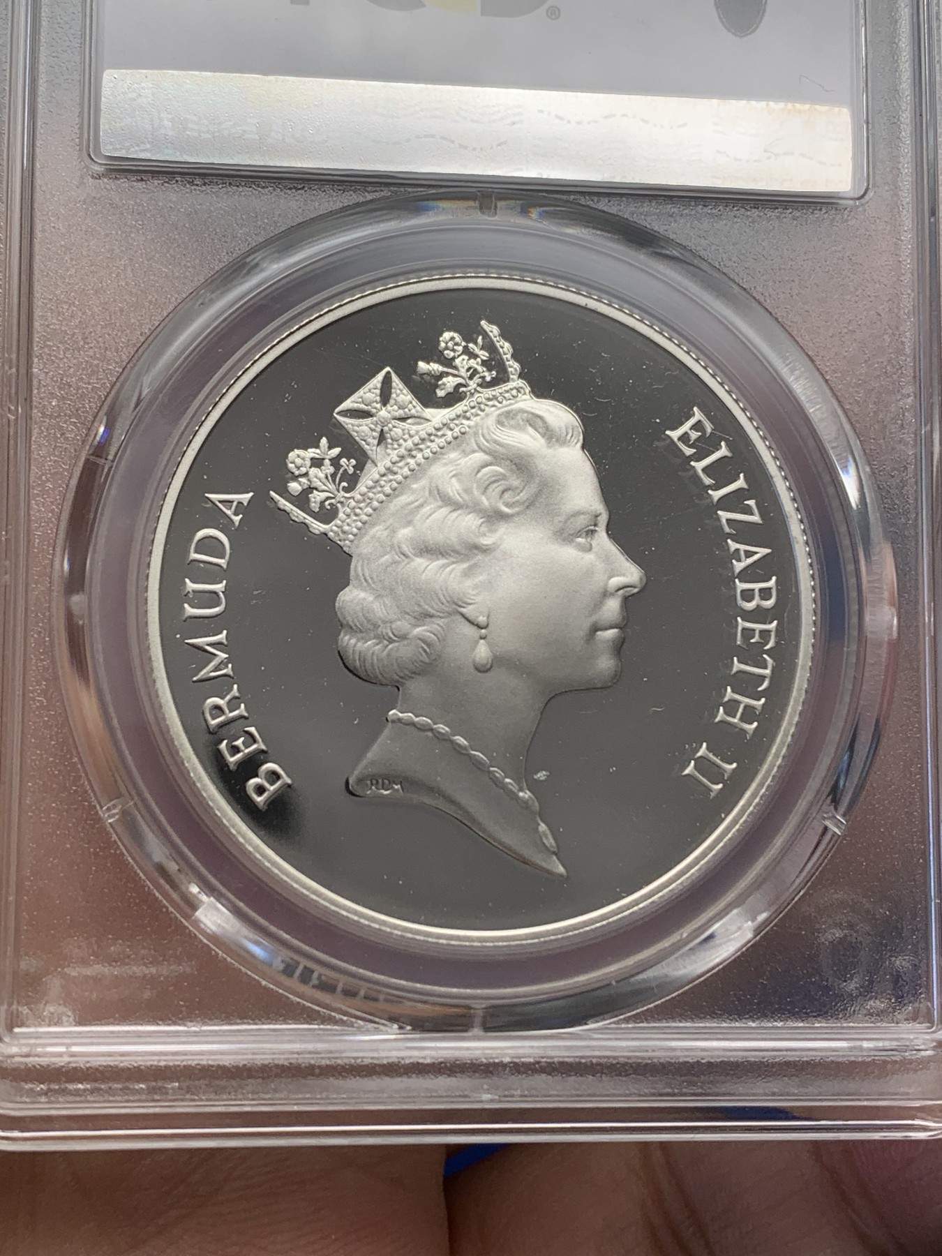 《竞宝斋》第215场-周日，周一 2场 (全场包邮) PCGS金盾 MS68 百慕大1986年海龟1克朗普制大银币，普制的发行量比精制的要少