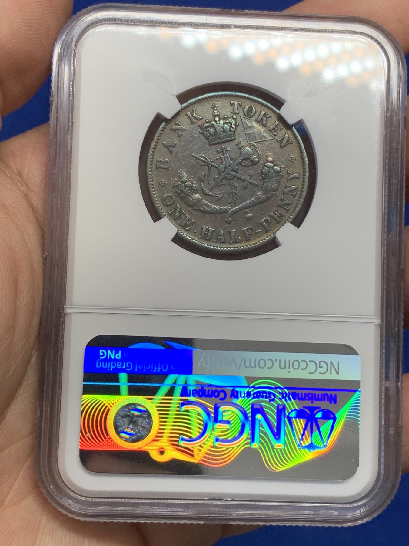 《竞宝斋》第215场-周日，周一 2场 (全场包邮) NGC XFD 1857年加拿大1/2便士铜质代币