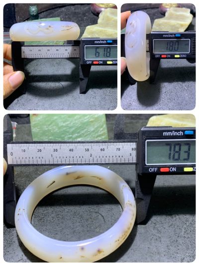 精美高玉化草花纹海洋玉髓手工雕刻一心向佛手镯一个！ 精美高玉化草花纹海洋玉髓手工雕刻一心向佛手镯一个！