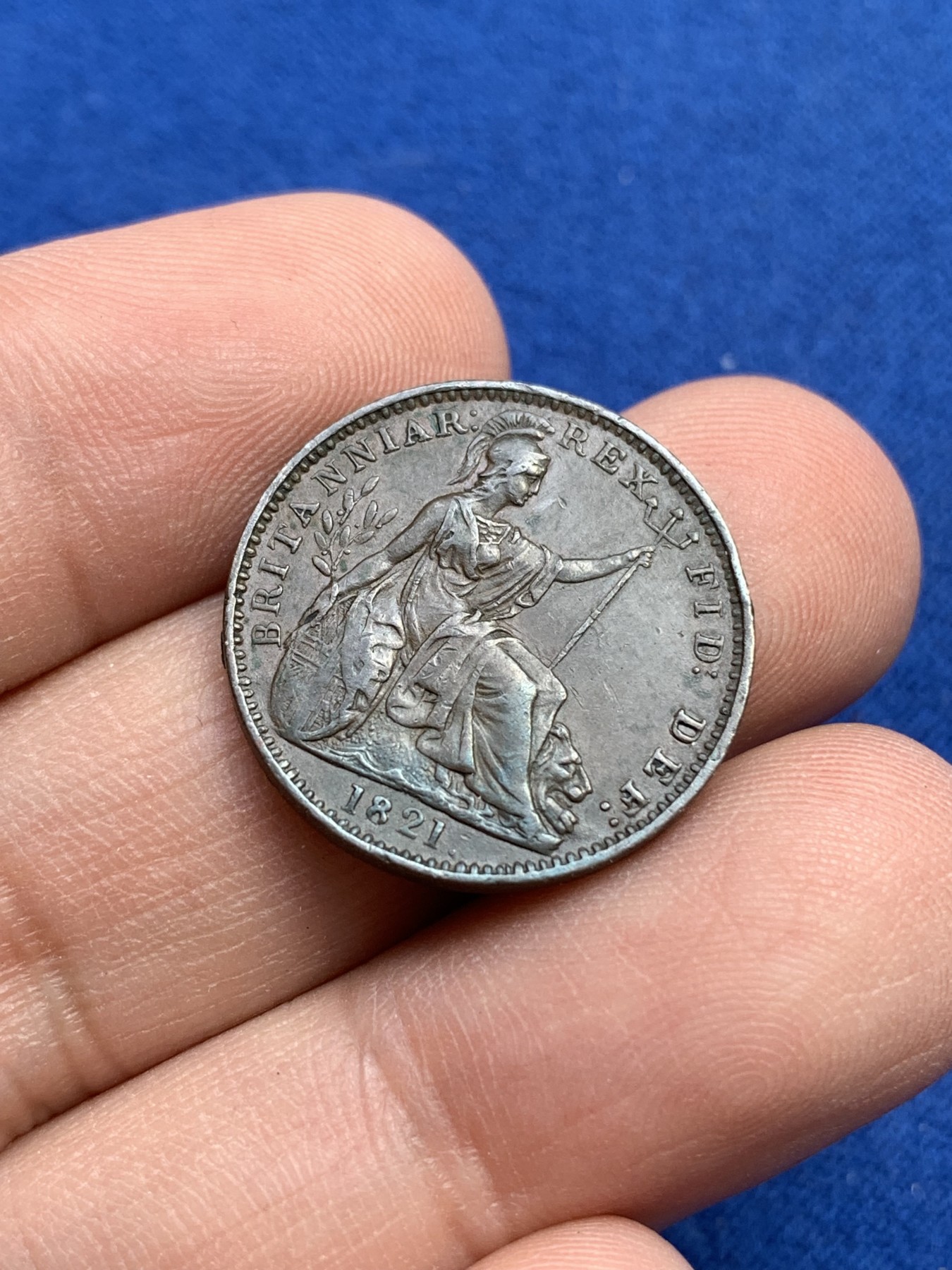 《竞宝斋》第215场-周日，周一 2场 (全场包邮) 英国 1821年 乔治四世 1法新铜币 高细节