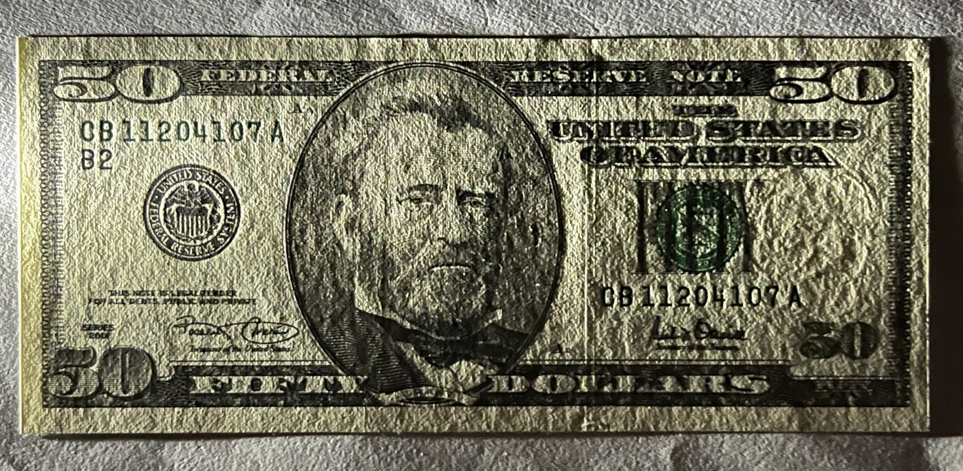 Chase Auction 第26期 - - 外钞、民国钞和人民币混合场！（临时有事，改到22号） 2001版 50美元 大头版 首都Washington老印钞厂印刷
