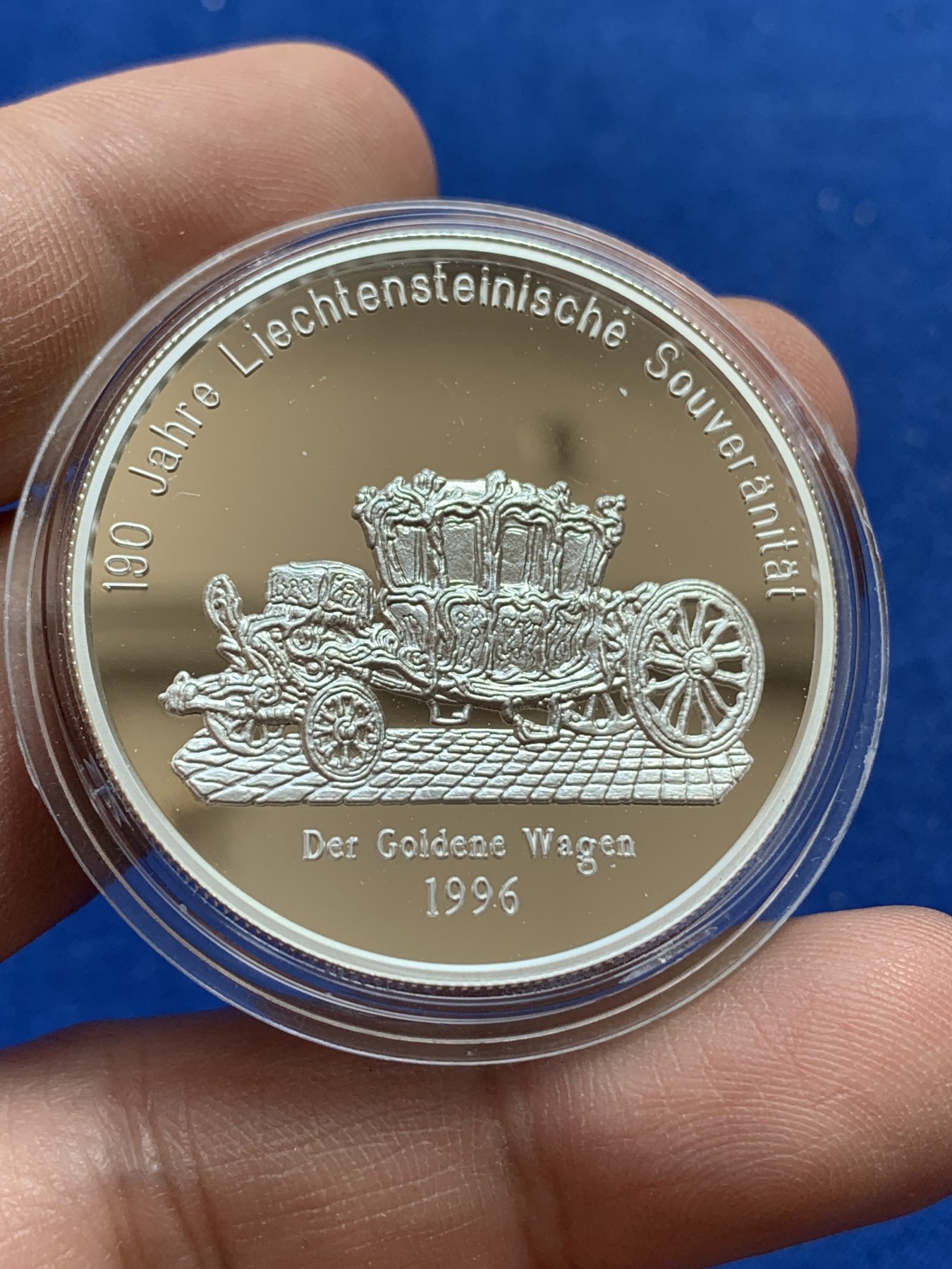 《竞宝斋》第215场-周日，周一 2场 (全场包邮) 列支敦士登1996年大公金马车20欧元精制大银币 925银