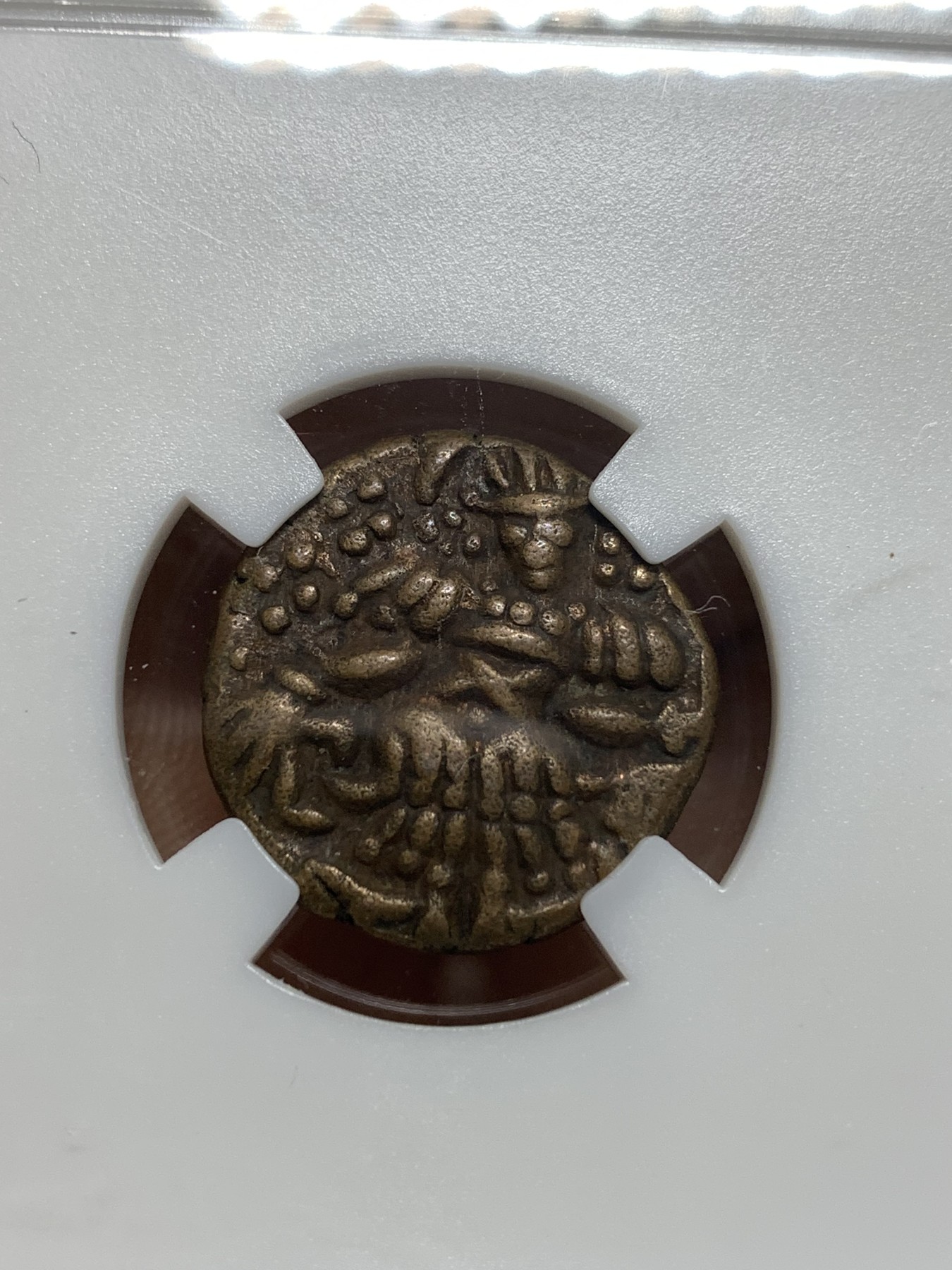 《竞宝斋》第215场-周日，周一 2场 (全场包邮) BRC XF 古印度 AD950-1100 克什米尔铜币，背财富女神阿多克索像，老味道