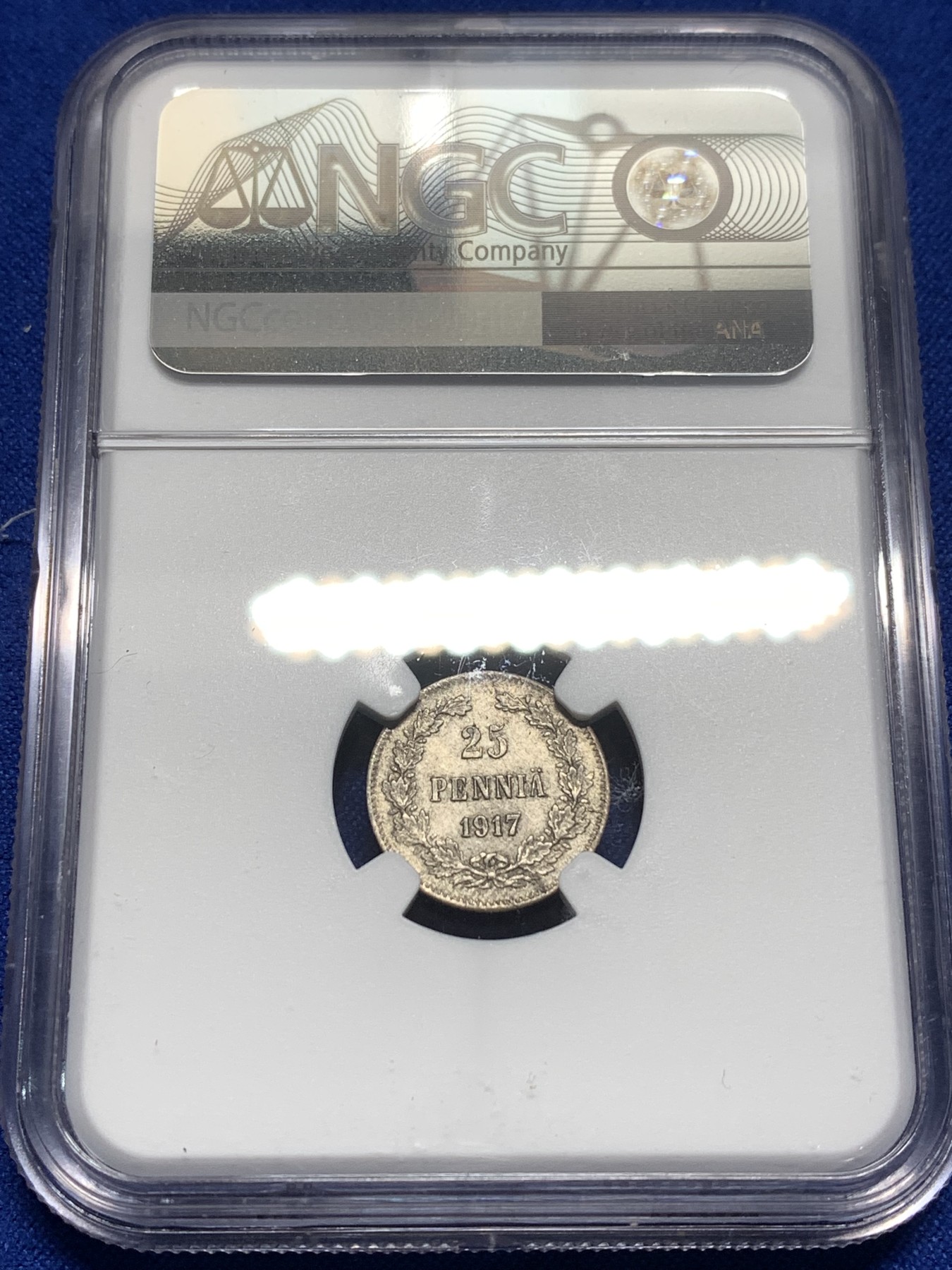 《竞宝斋》第215场-周日，周一 2场 (全场包邮) NGC MS64 俄占芬兰1917年25芬尼银币