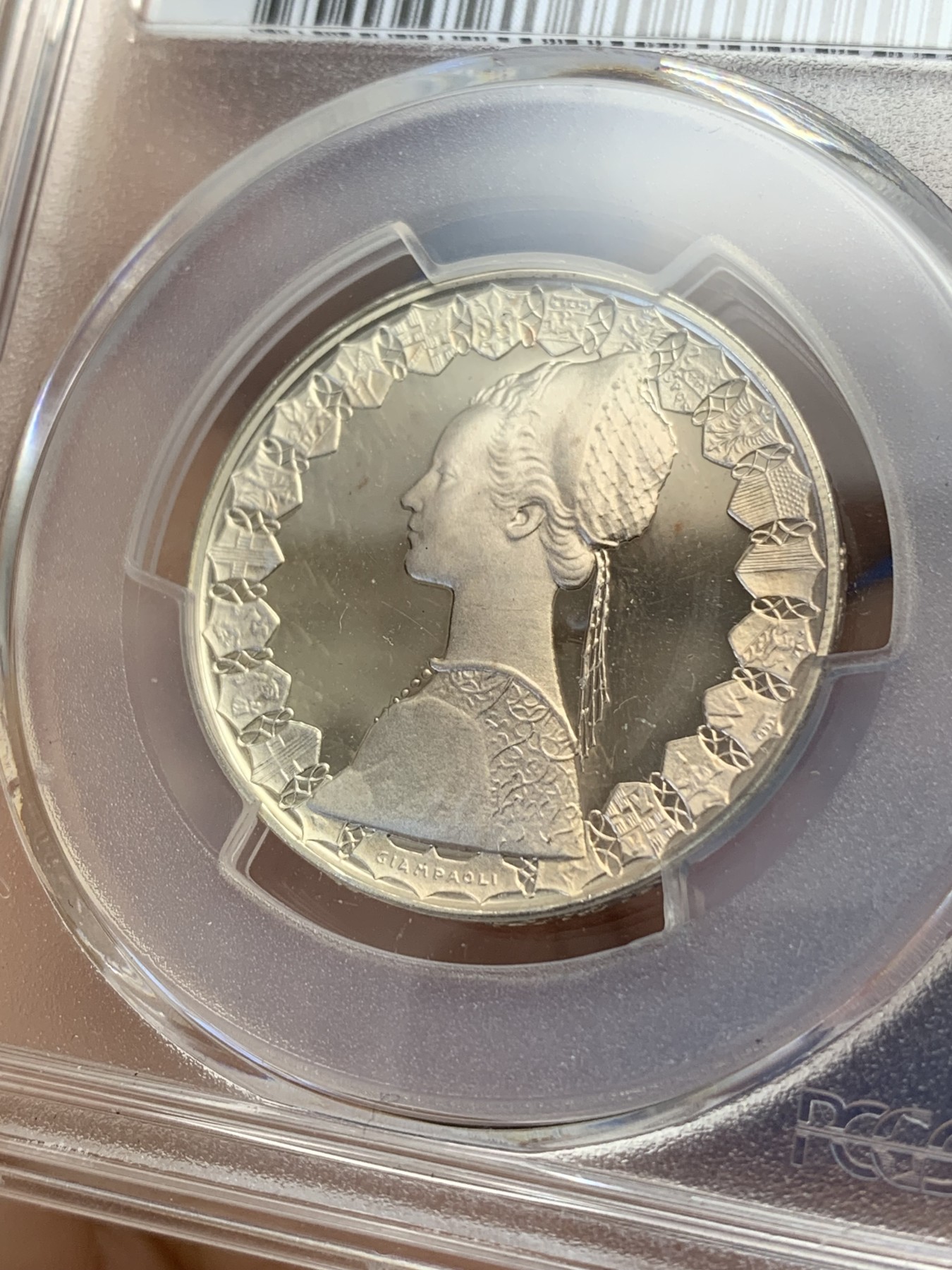 《竞宝斋》第215场-周日，周一 2场 (全场包邮) PCGS-PR68 1998年 意大利 少女与帆船 500里拉 银币