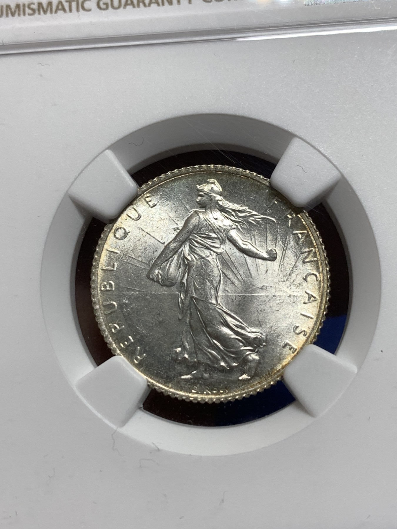 《竞宝斋》第215场-周日，周一 2场 (全场包邮) NGC MS63 法国1916年播种女神1法郎银币