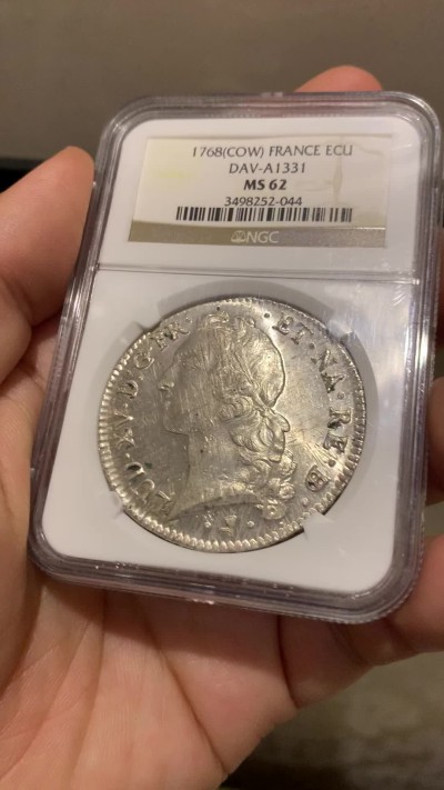 《竞宝斋》第215场-周日，周一 2场 (全场包邮) NGC-MS62 法国1768路易十五埃居 NGC唯一冠军分 光度一流 罕见品种 法系必备！
