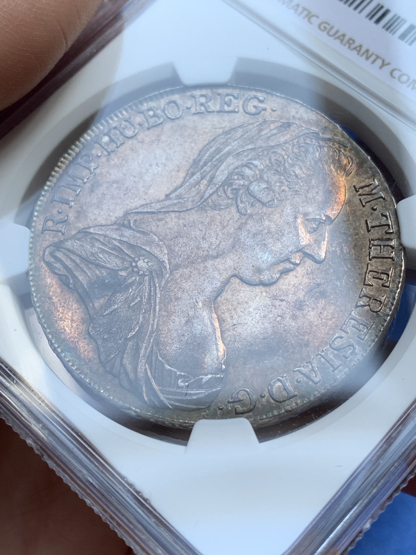 《竞宝斋》第215场-周日，周一 2场 (全场包邮) NGC-UNC 奥匈帝国 1780年 IC-FA版本 原铸玛利亚特蕾莎泰勒 金色五彩包浆，转光感明显