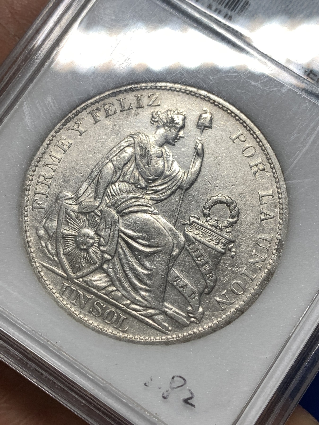 《竞宝斋》第215场-周日，周一 2场 (全场包邮) NNC-AU50 秘鲁 1895 TF女神1索尔大银币 高银版 早期