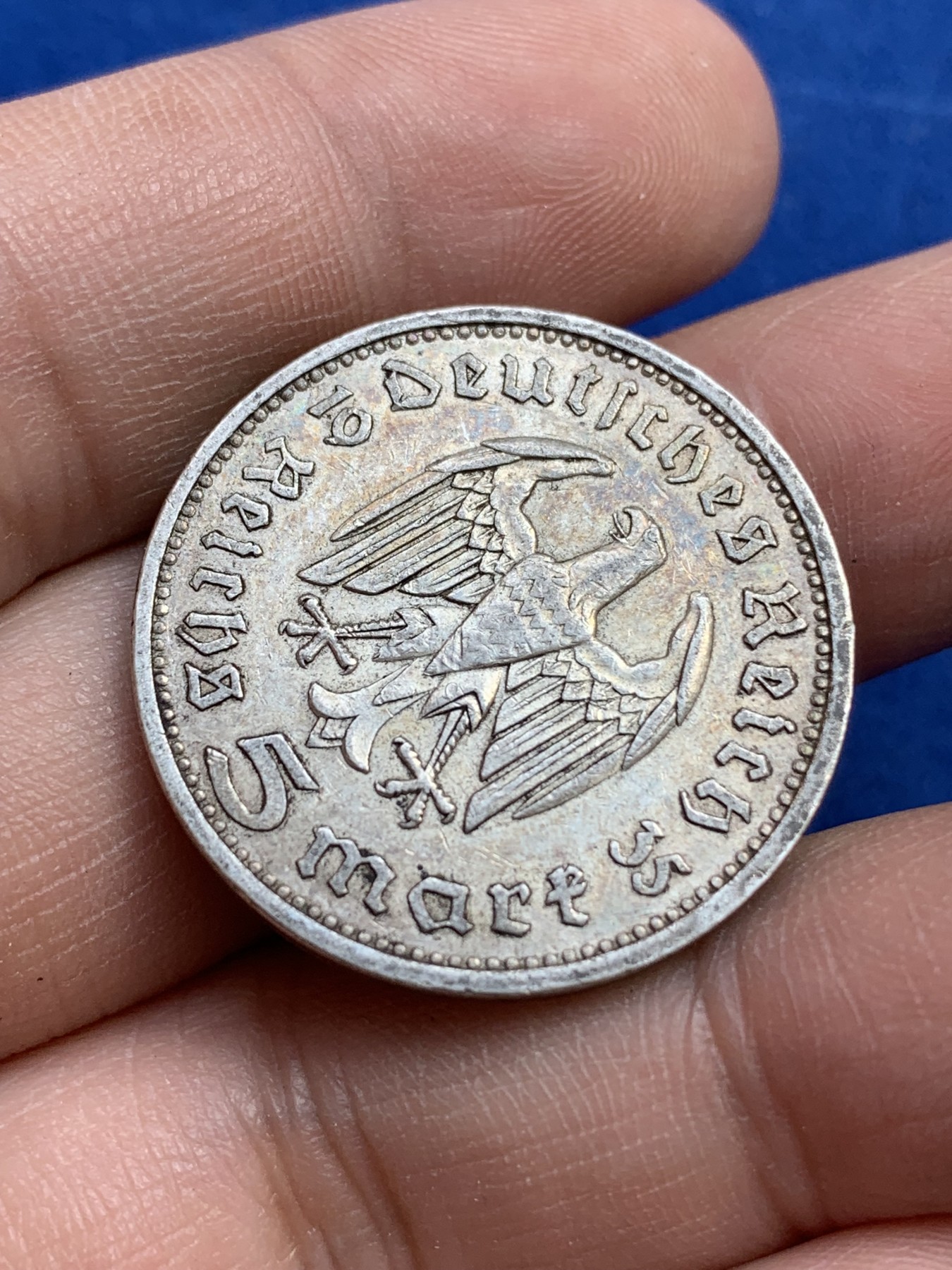 《竞宝斋》第215场-周日，周一 2场 (全场包邮) 德国1935年兴登堡5马克银币