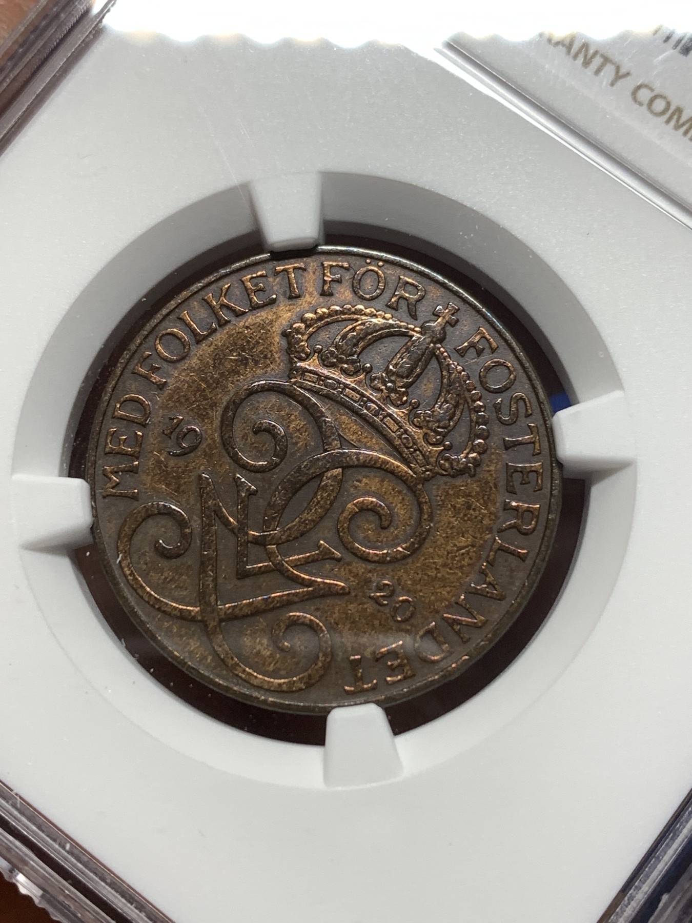 《竞宝斋》第215场-周日，周一 2场 (全场包邮) NGC AUD 1920年瑞典5O铜币