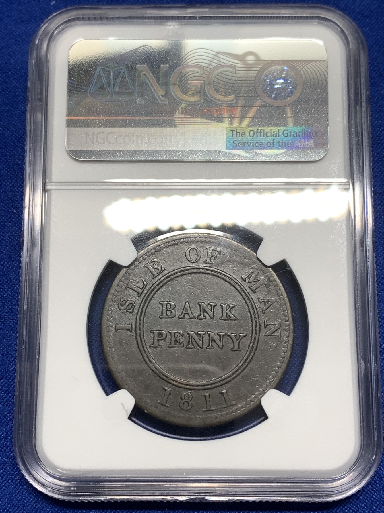 《竞宝斋》第215场-周日，周一 2场 (全场包邮) NGC Fine Details 1811年英属马恩岛1便士铜质代币